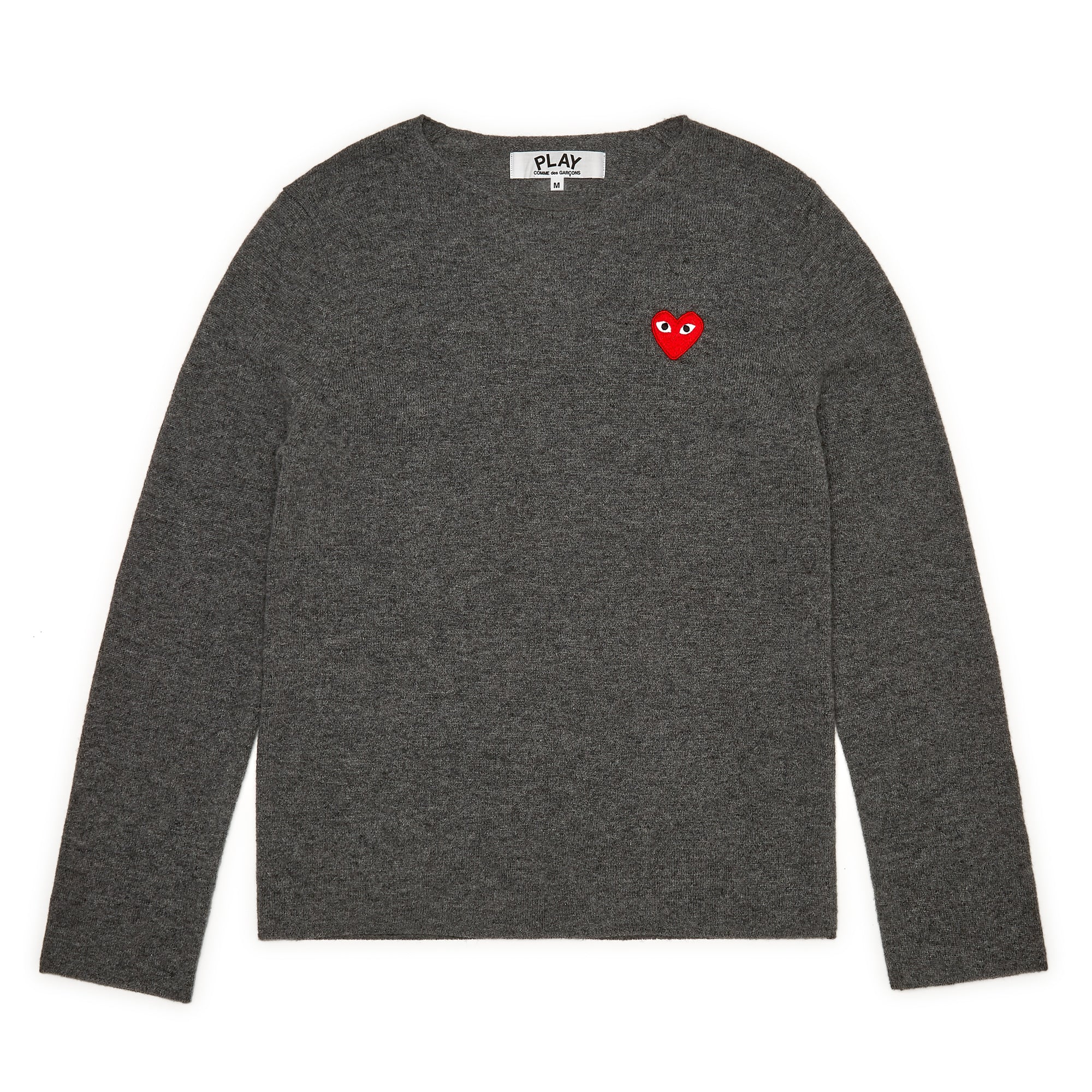Play Comme des Garçons - Red Heart Crew Neck Jumper - (Grey) - Image 2