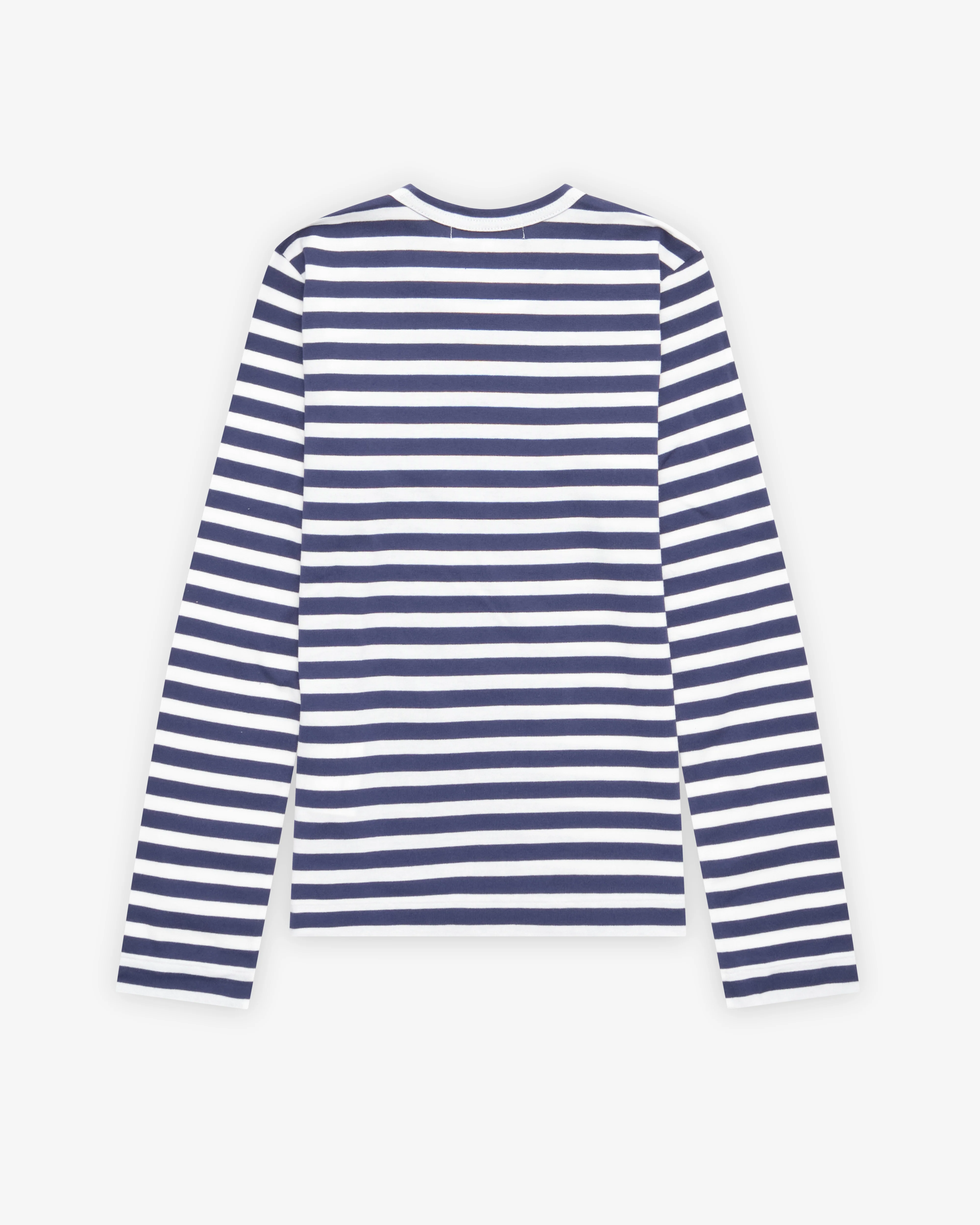 Play Comme des Garçons - Little Black Heart Striped T-Shirt - (Navy/White) - Image 2