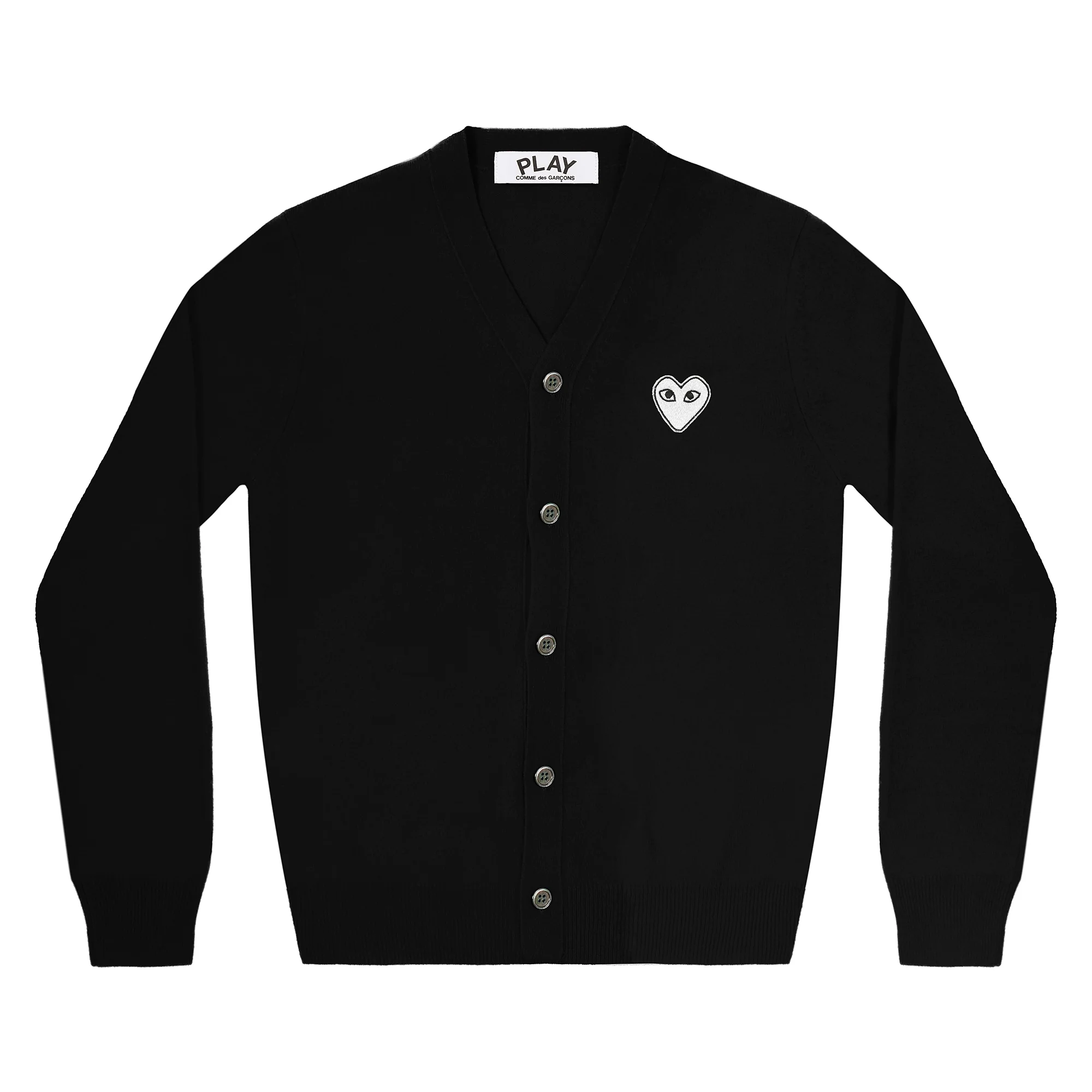 Play Comme des Garçons - White Heart Men’s Cardigan - (Black)