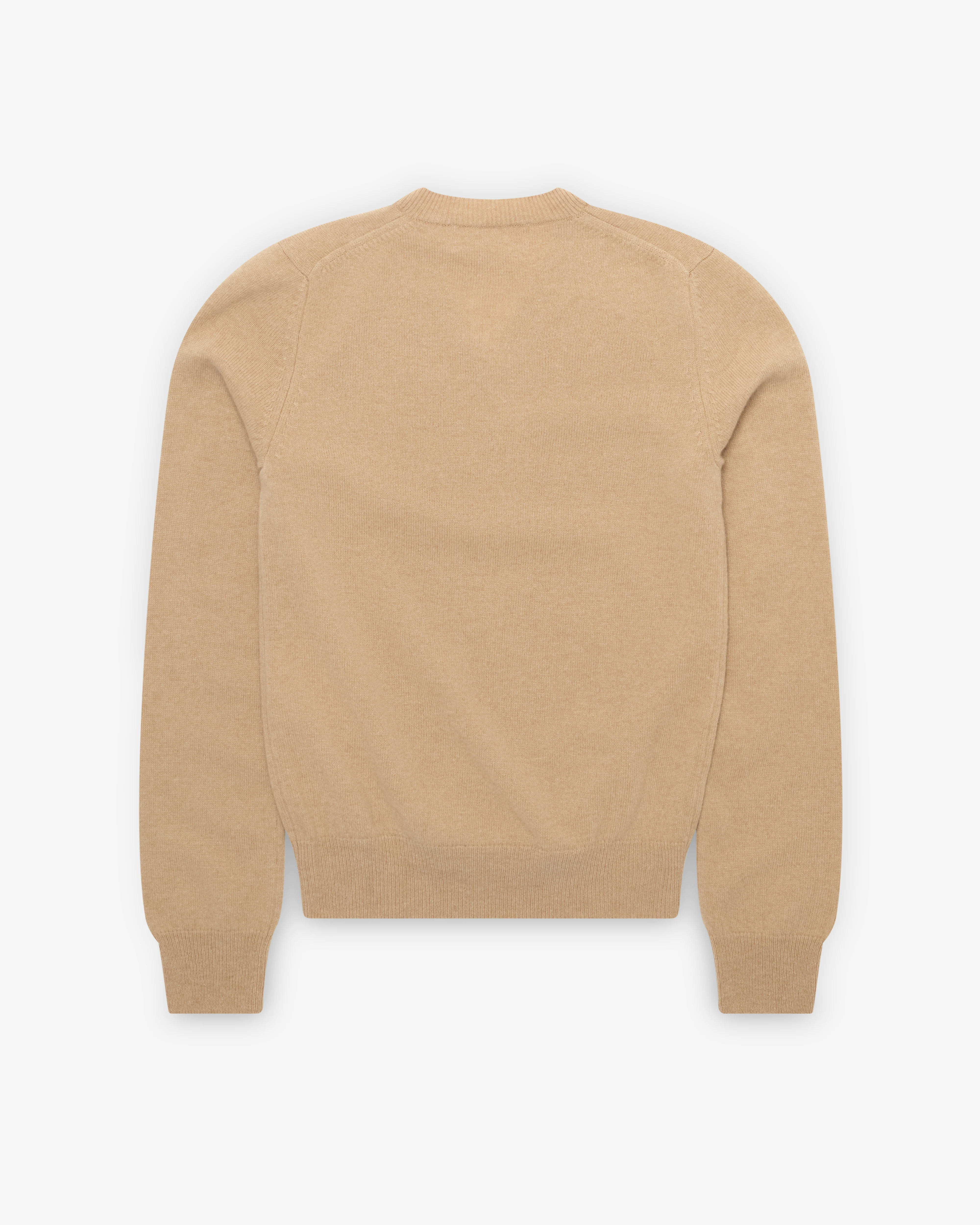 Play Comme des Garçons - White Heart V-Neck Sweater - (Camel) - Image 2