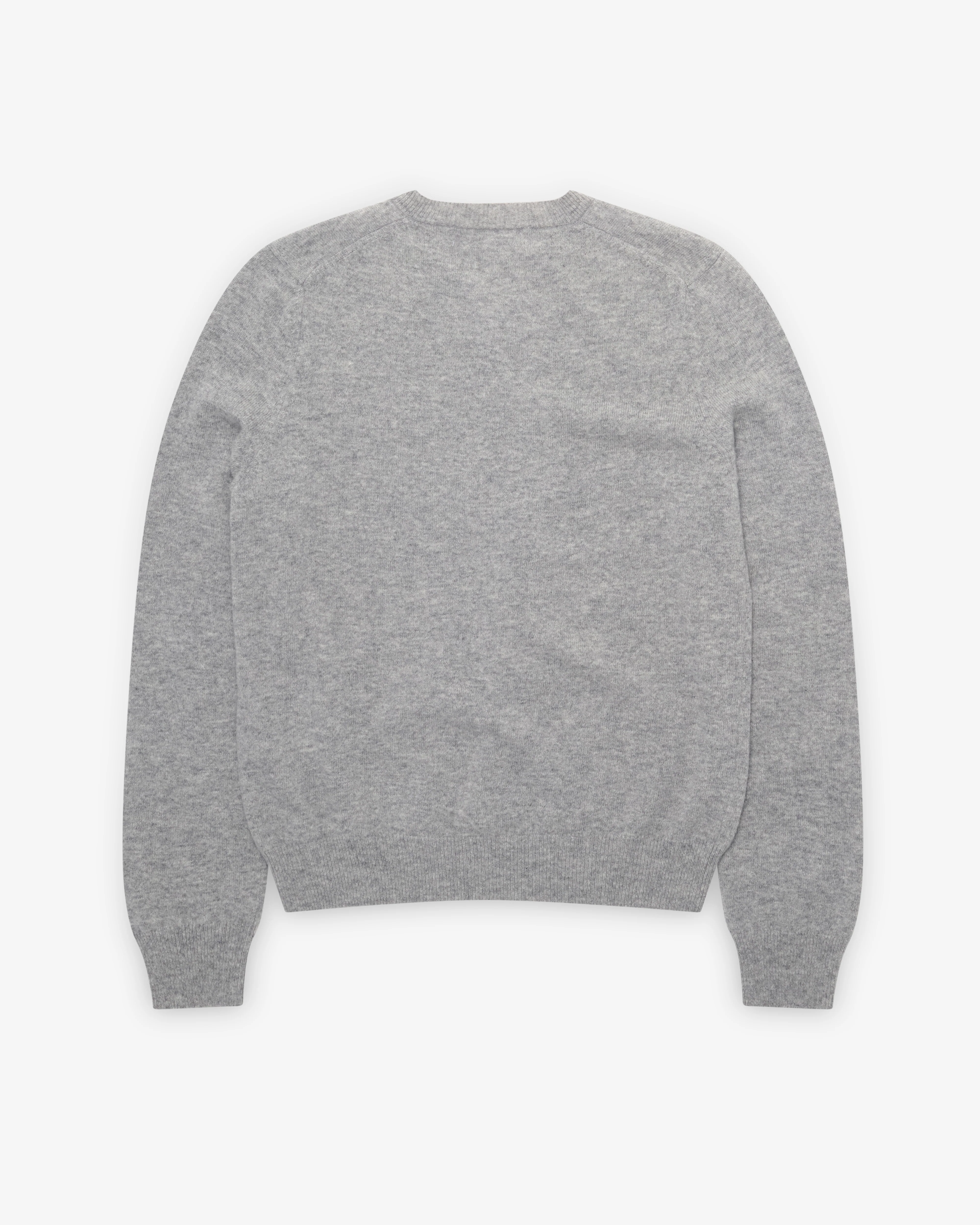 Play Comme des Garçons - White Heart V-Neck Sweater - (Light Grey) - Image 2