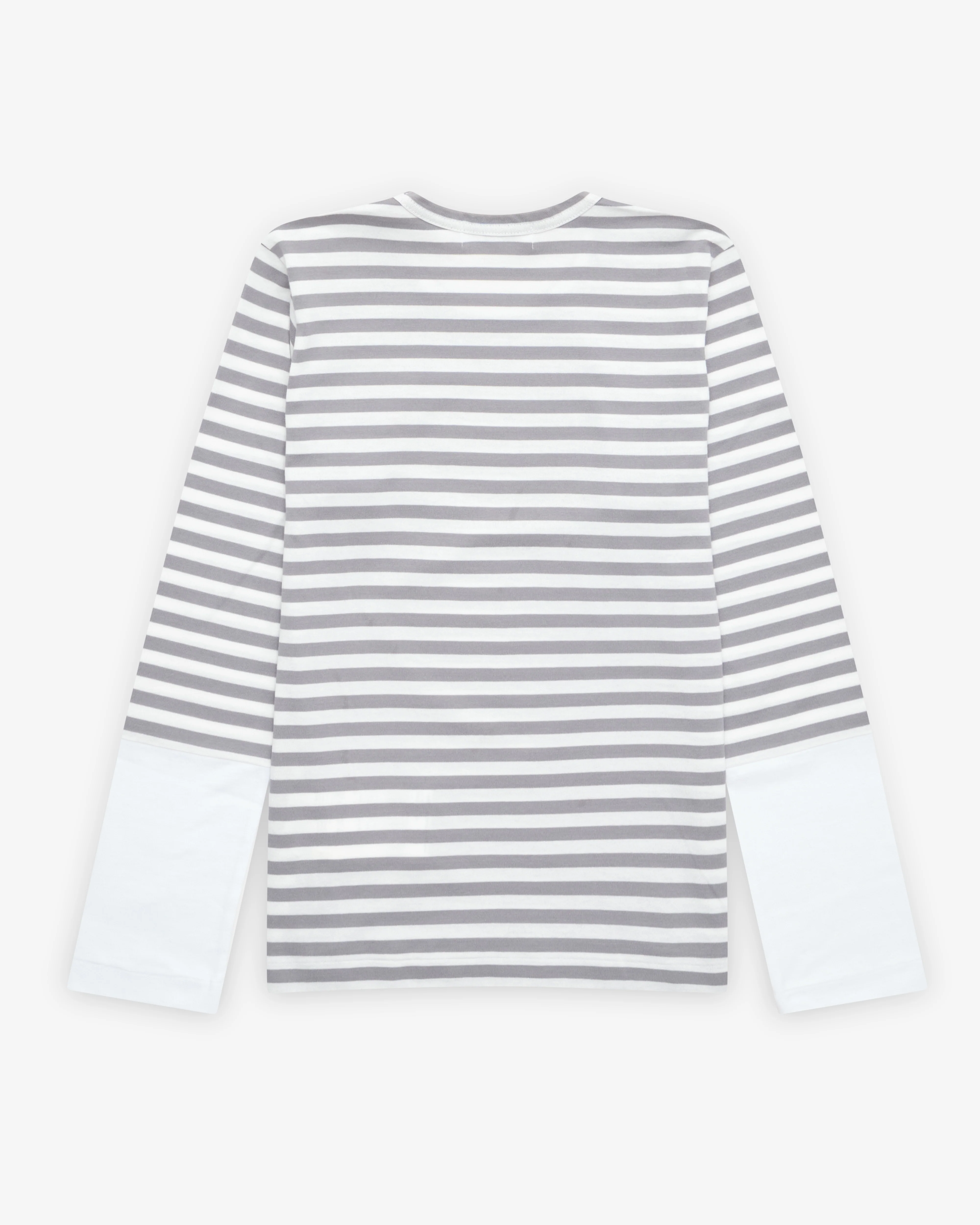 Play Comme des Garçons - Stripe White T-Shirt - (Grey) - Image 2