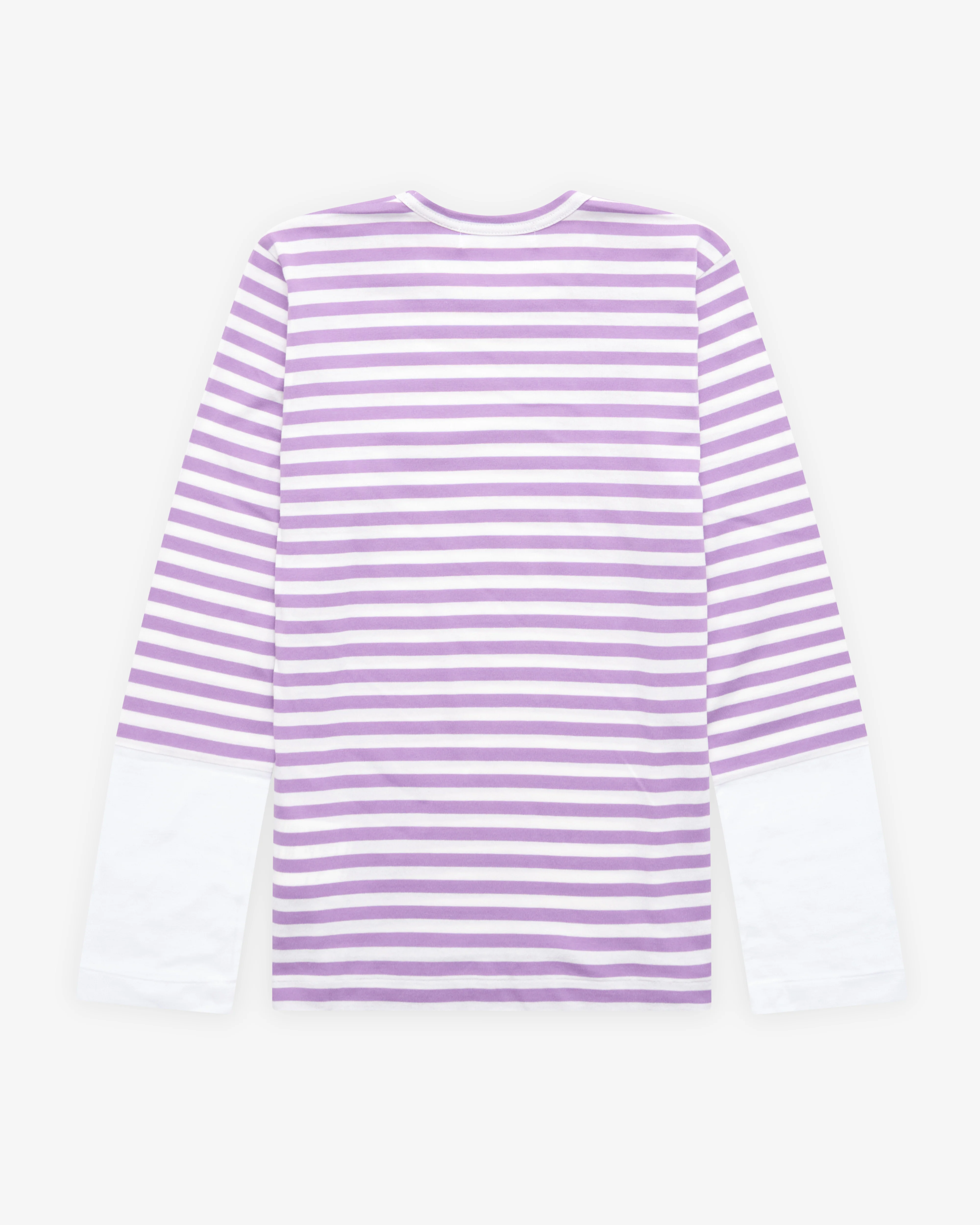Play Comme des Garçons - Stripe White T-Shirt - (Purple) - Image 2