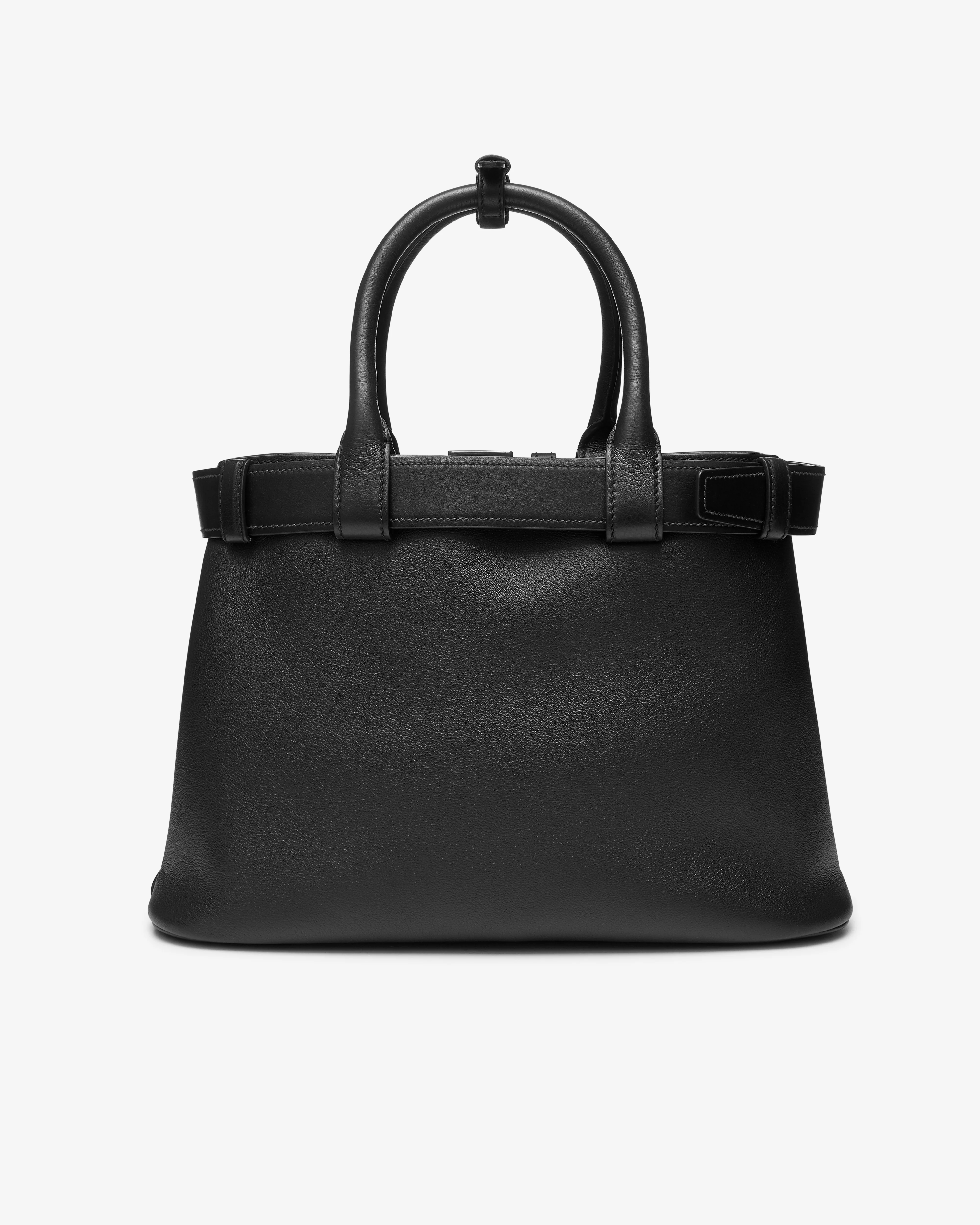 Prada - Women's Buckle Medium Leather Handbag With Belt - (Black) - Image 3