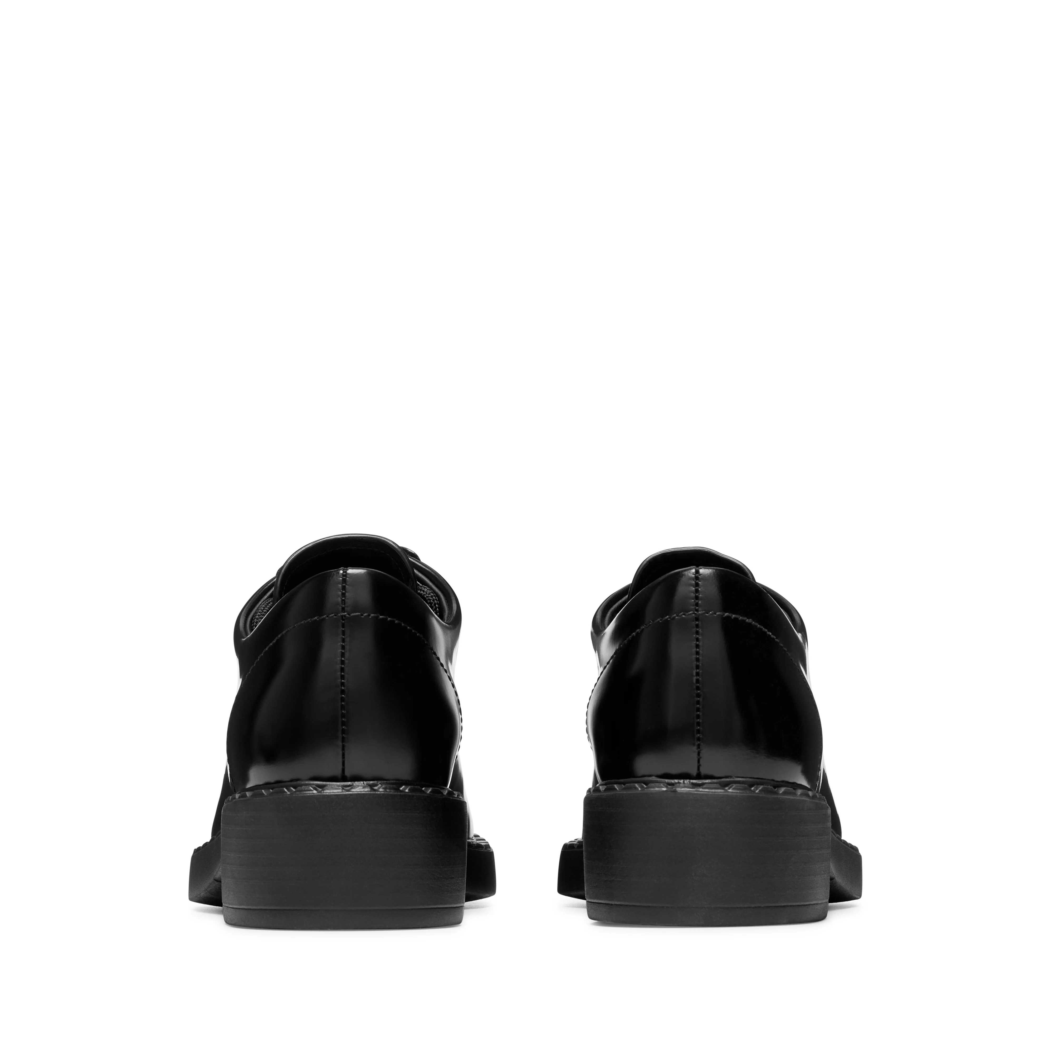 Prada - Women's Brushed Leather Lace-Up Shoes - (Nero) - Image 3