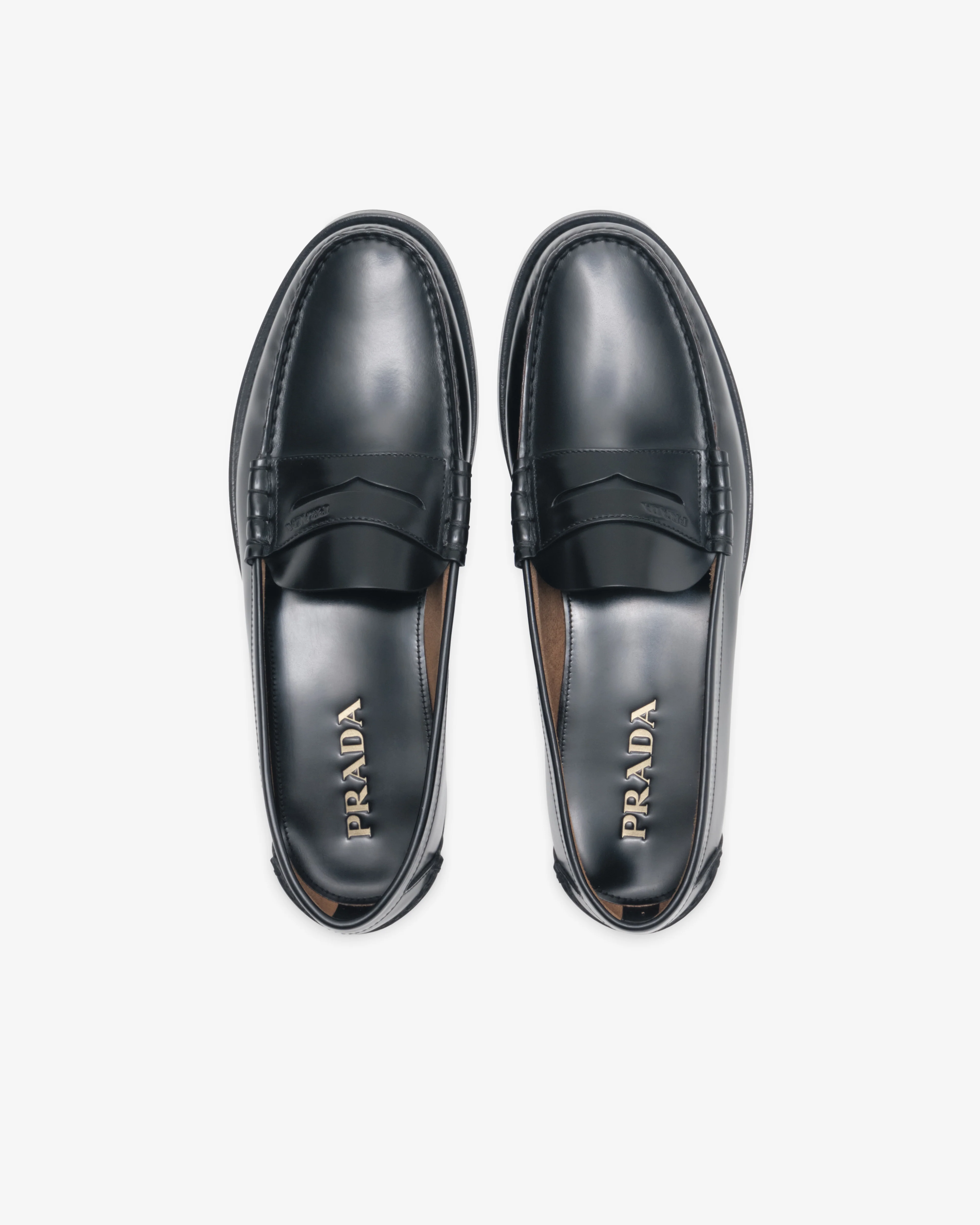 Prada - Men's Brushed Leather Loafers - (Black) - Image 5