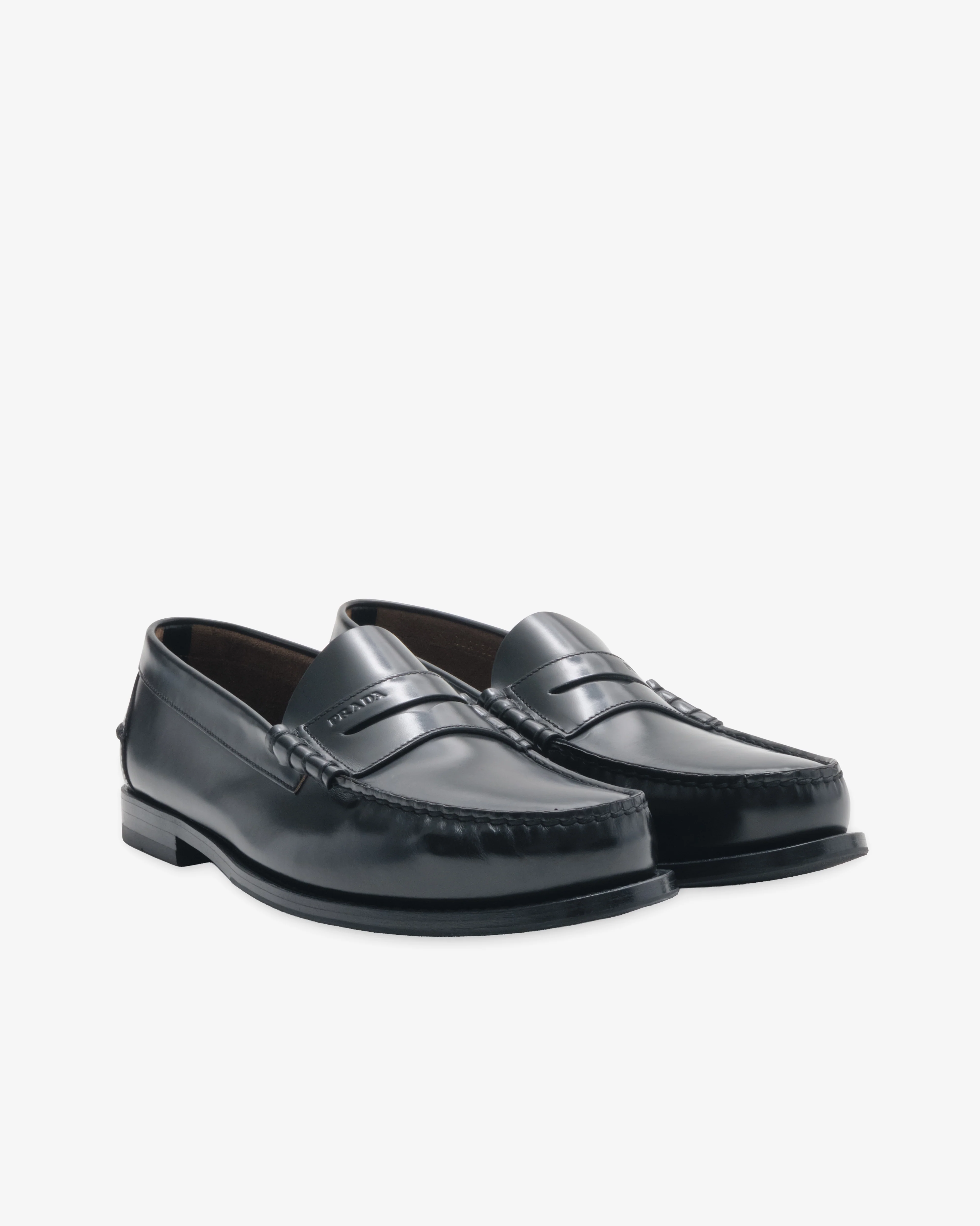 Prada - Men's Brushed Leather Loafers - (Black) - Image 6