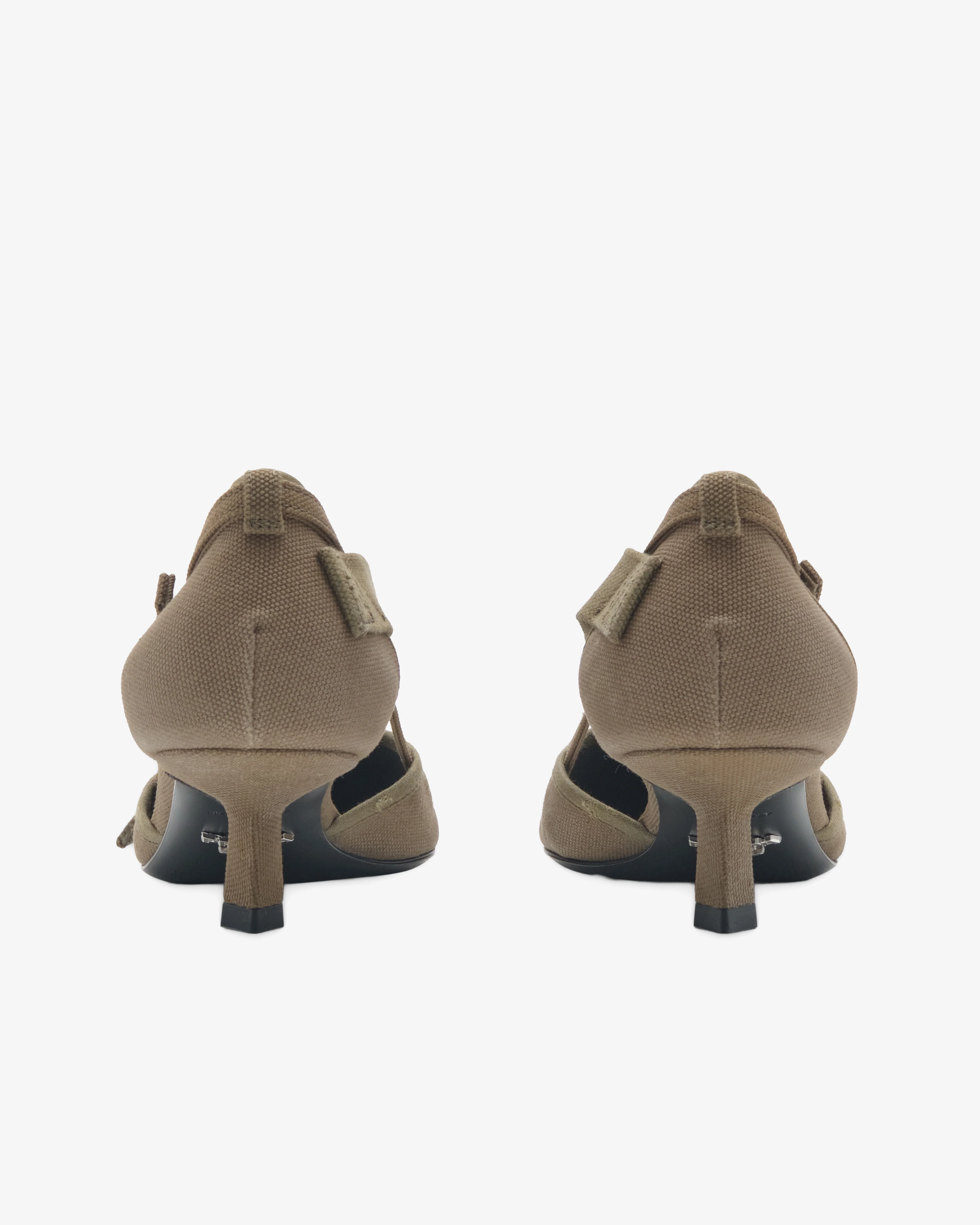 Prada - Women's Canvas Pumps - (Military Green) - Image 3