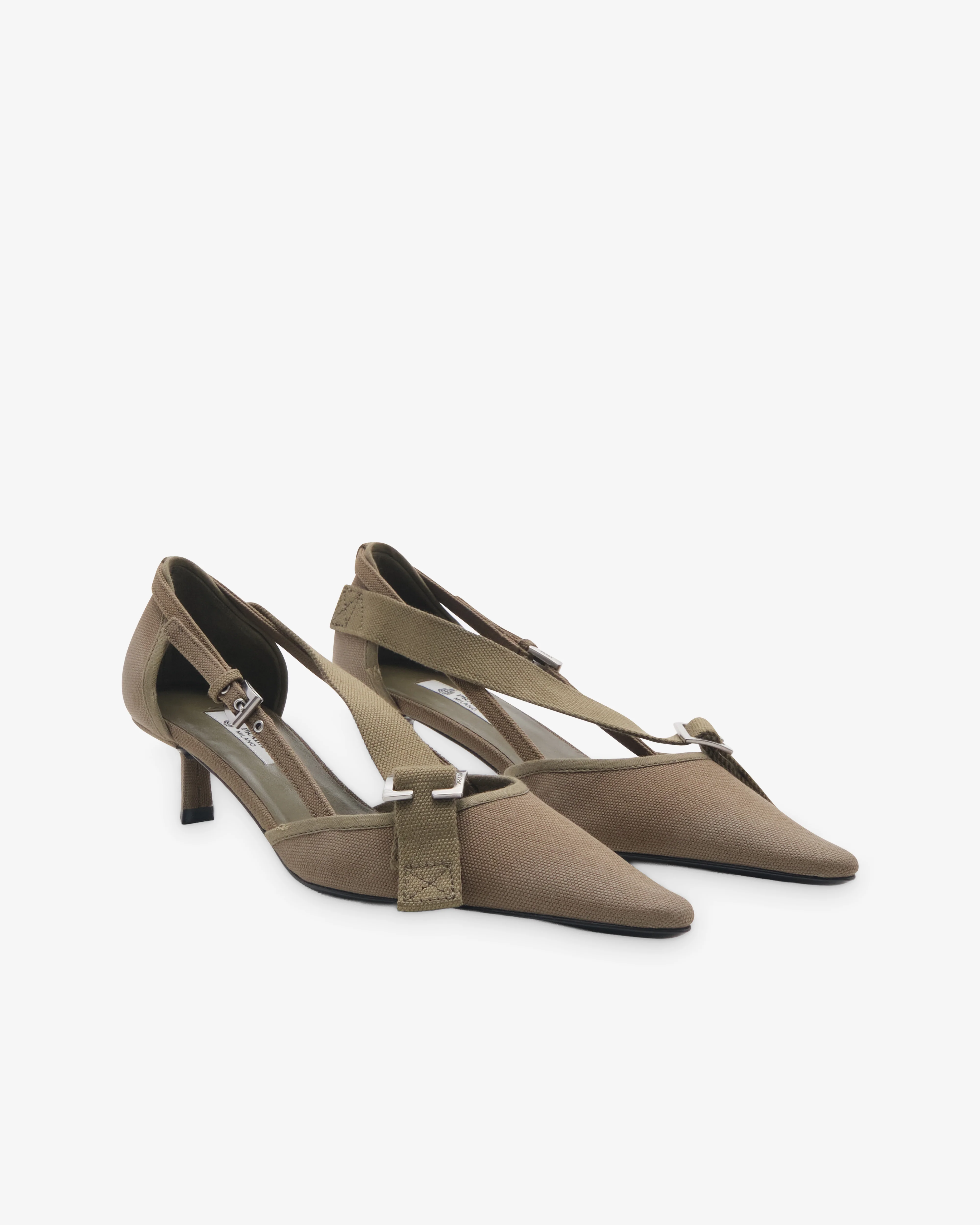 Prada - Women's Canvas Pumps - (Military Green) - Image 4