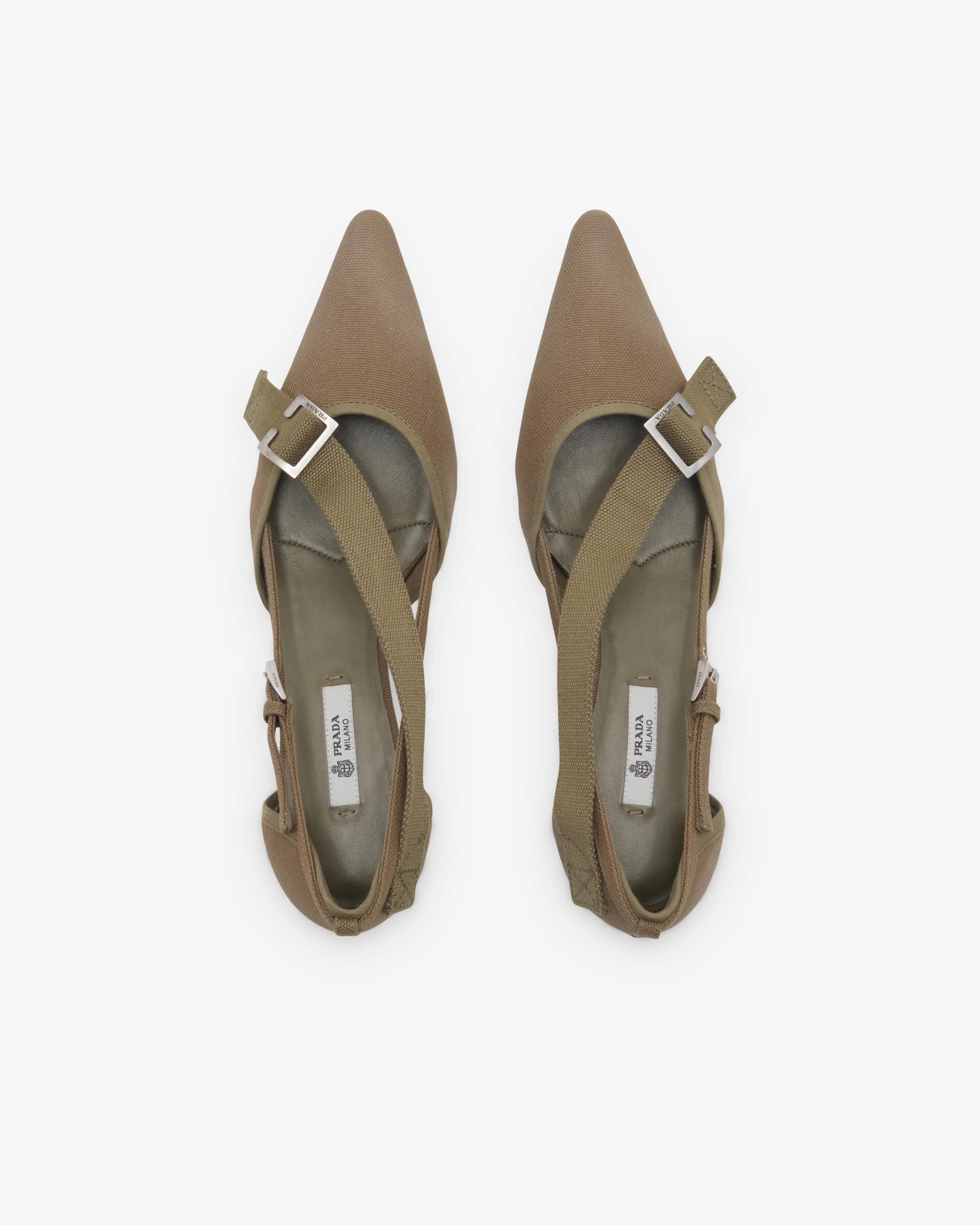 Prada - Women's Canvas Pumps - (Military Green) - Image 6