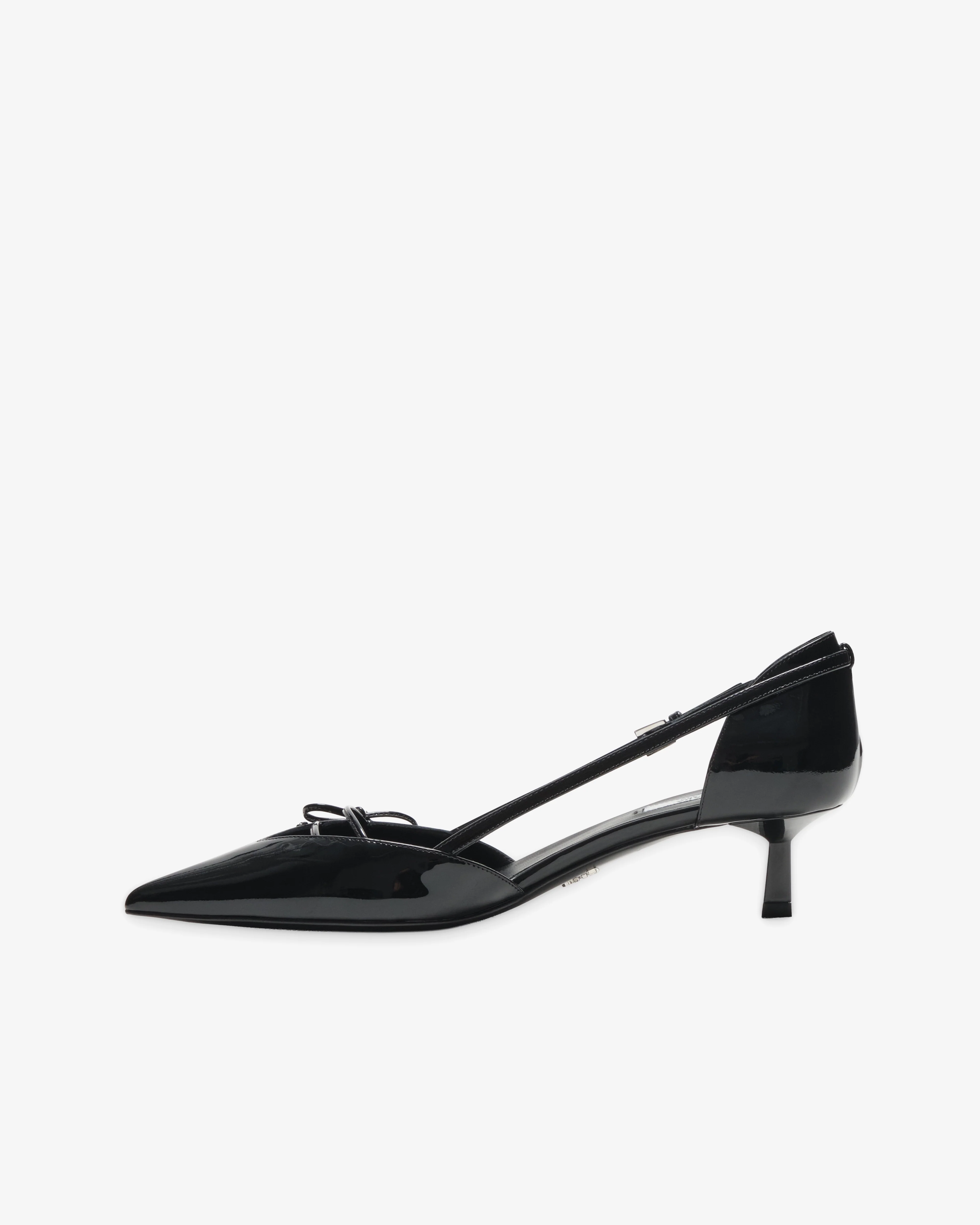 Prada - Women's Open Side Patent Leather Pumps - (Black) - Image 2