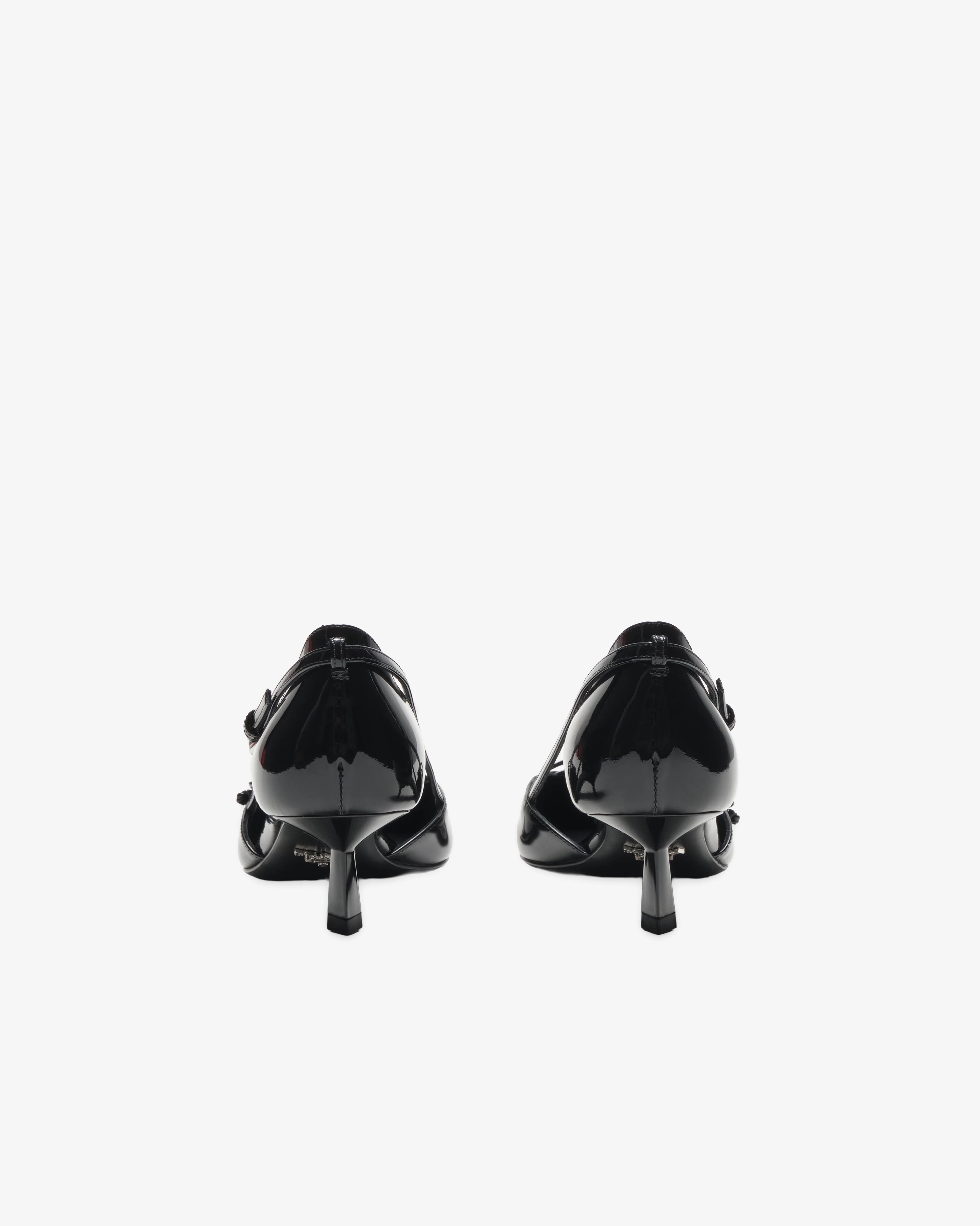Prada - Women's Open Side Patent Leather Pumps - (Black) - Image 3