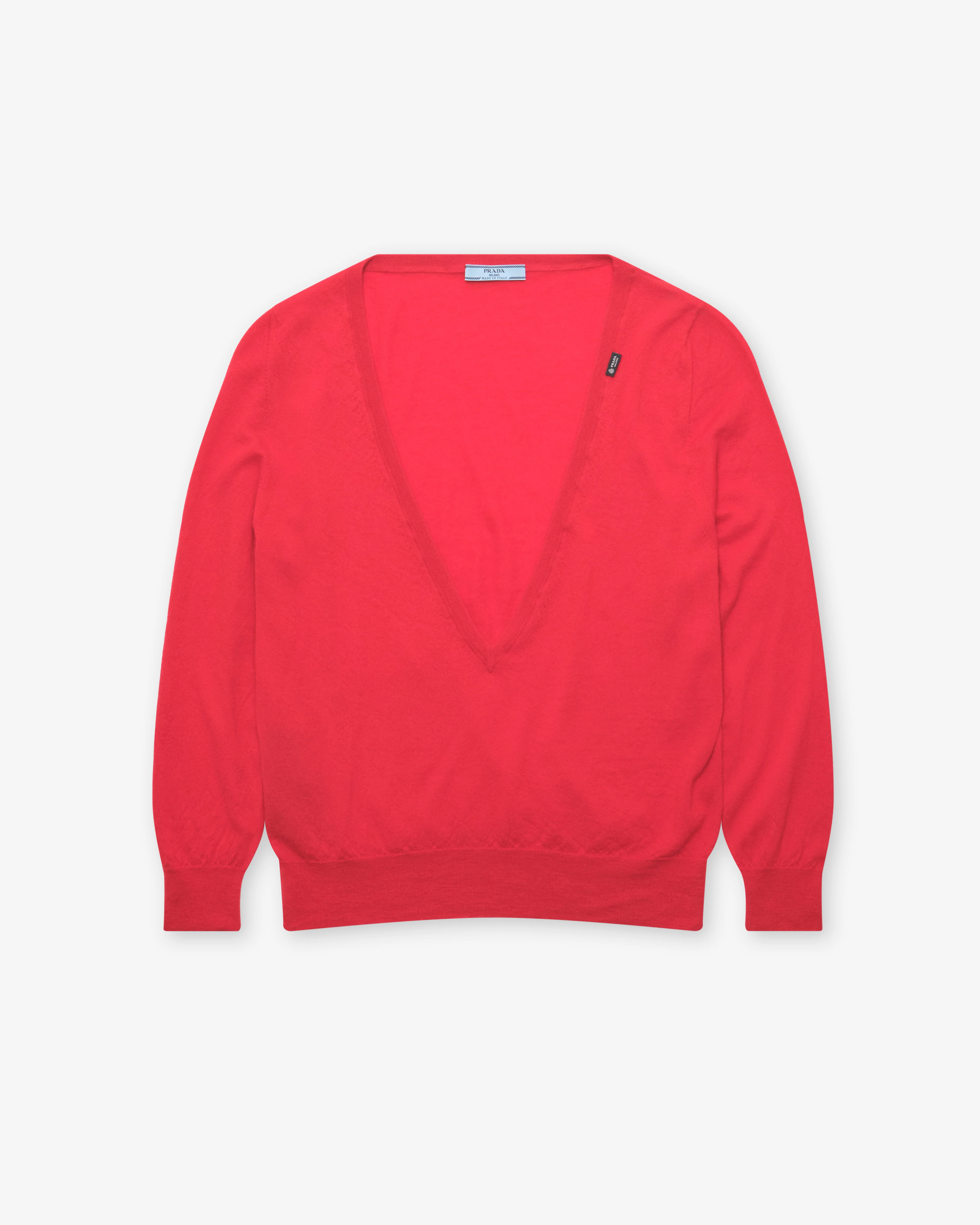 Prada - Women's Cashmere V-Neck Pullover - (Red)