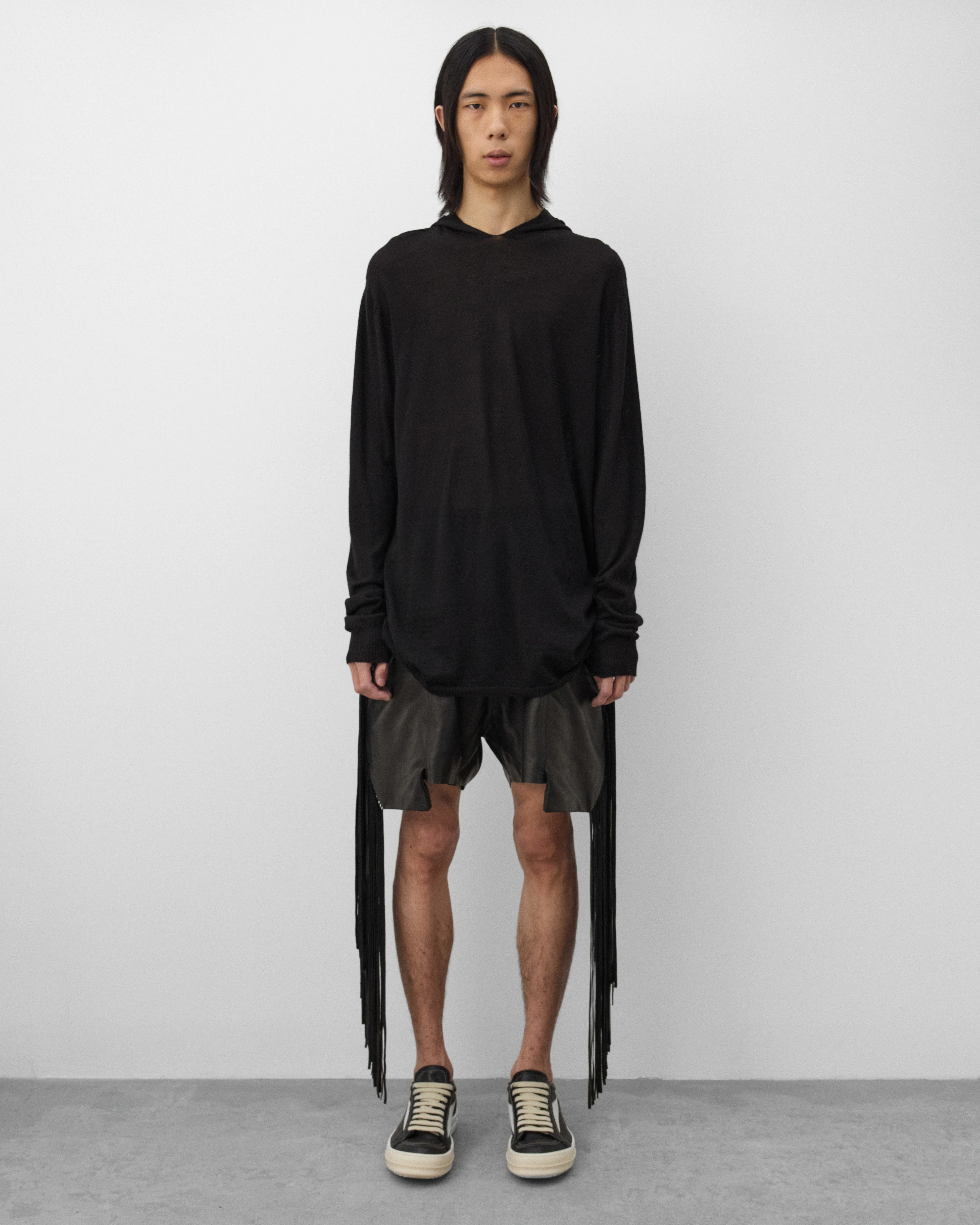 Rick Owens - Men's Leather Fringed Shorts - (Black) - Image 6