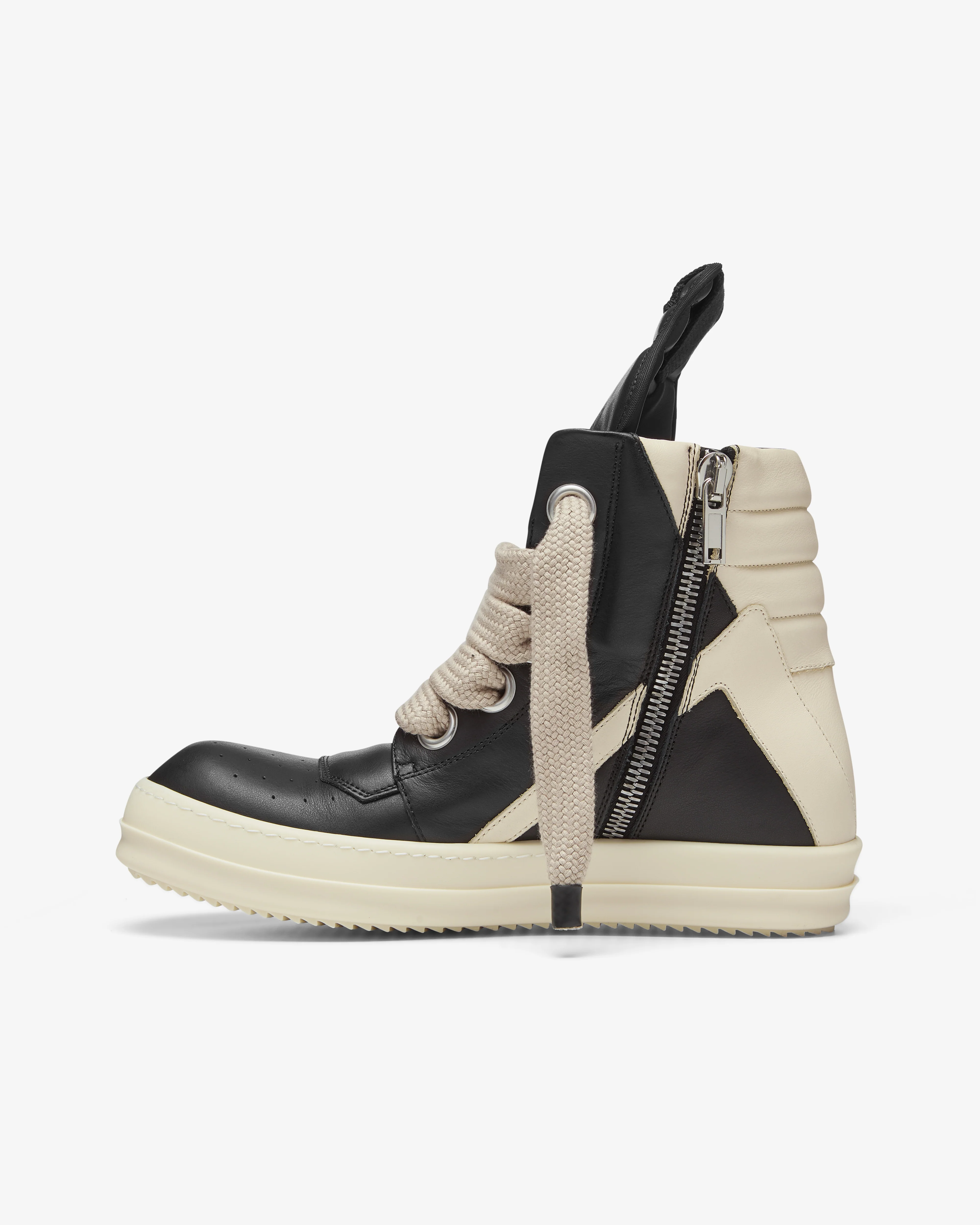 Rick Owens - Men's Jumbolace Geobasket - (Black/Milk) - Image 2