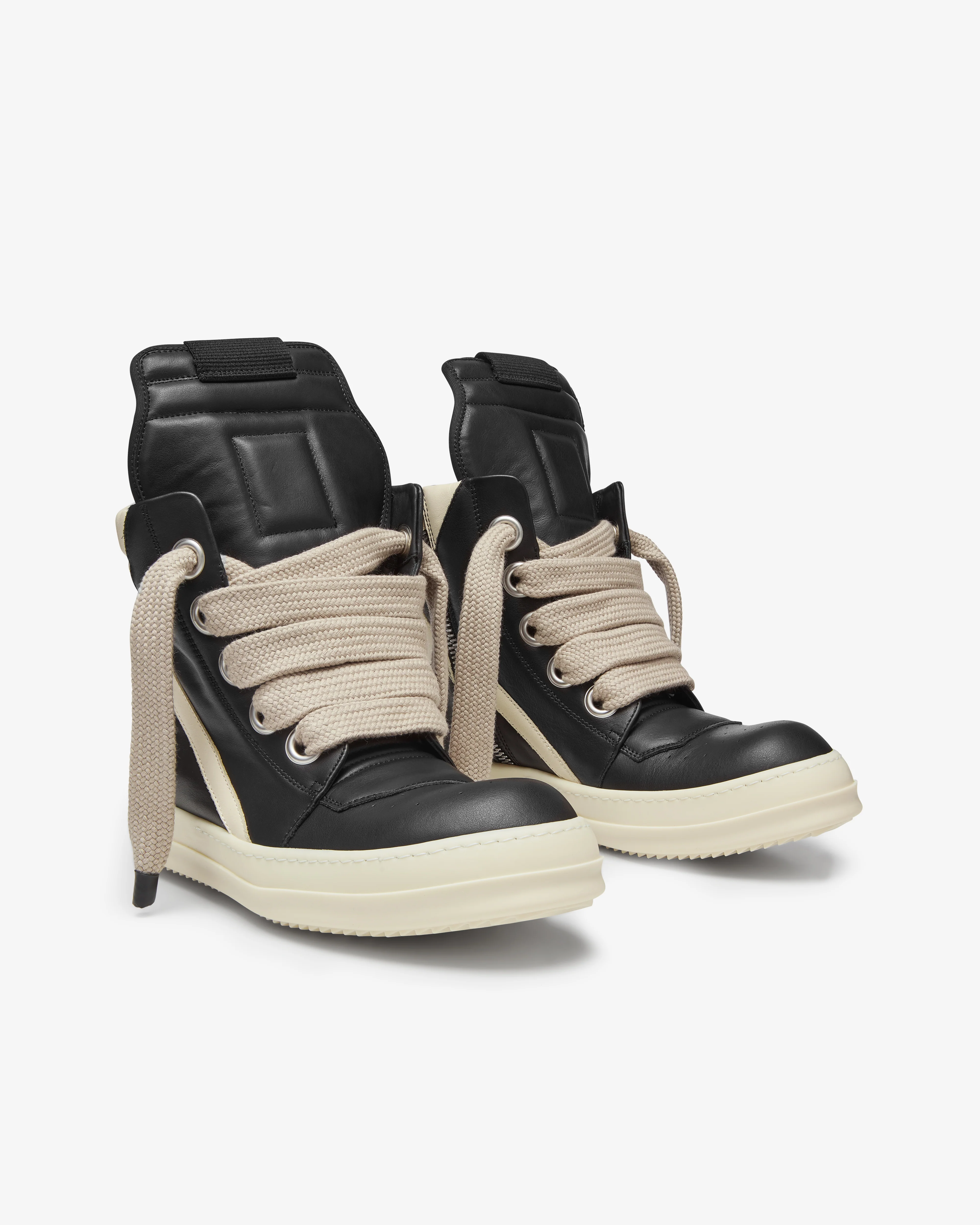 Rick Owens - Men's Jumbolace Geobasket - (Black/Milk) - Image 4