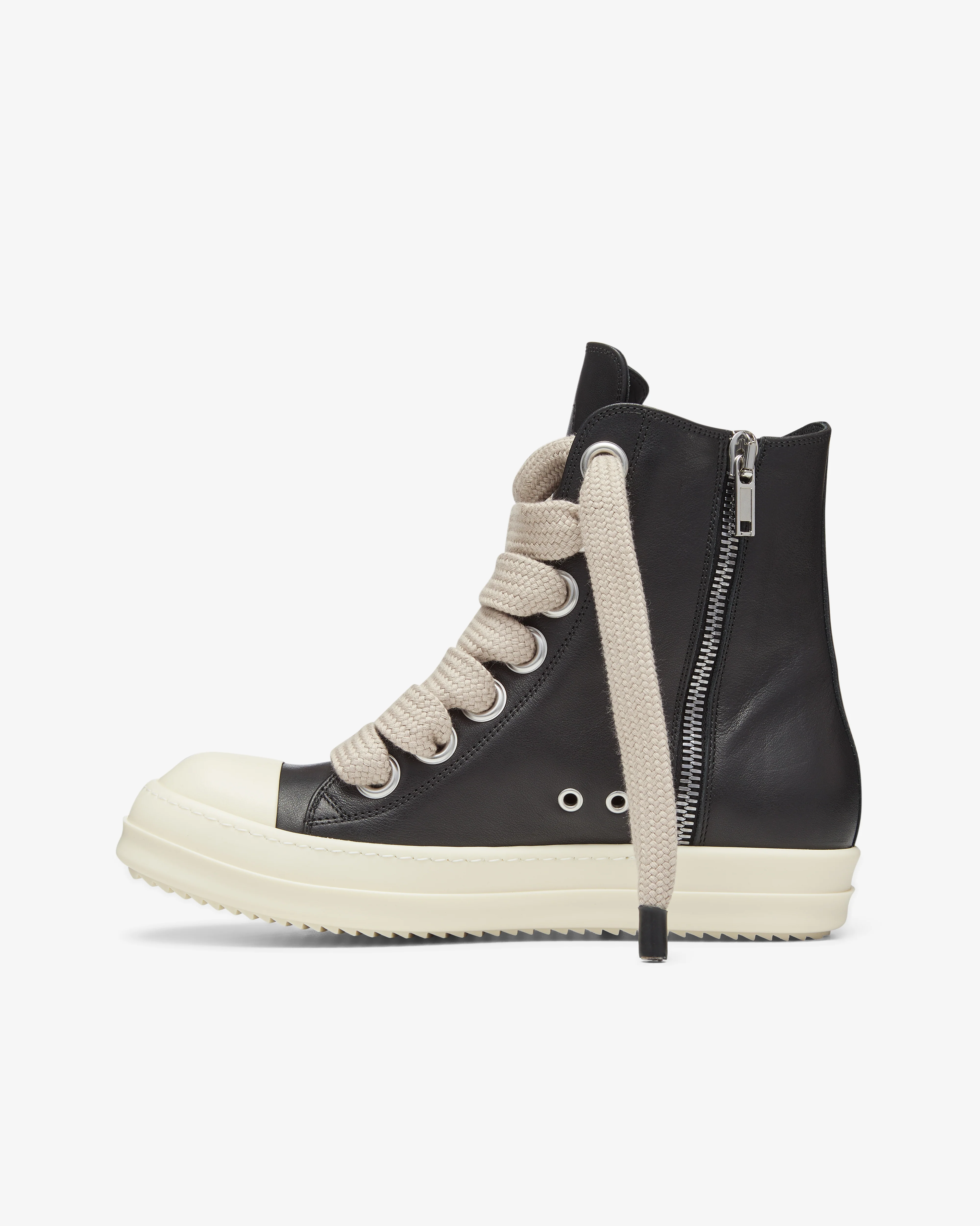 Rick Owens - Men's Jumbolace Sneakers - (Black/Milk) - Image 2