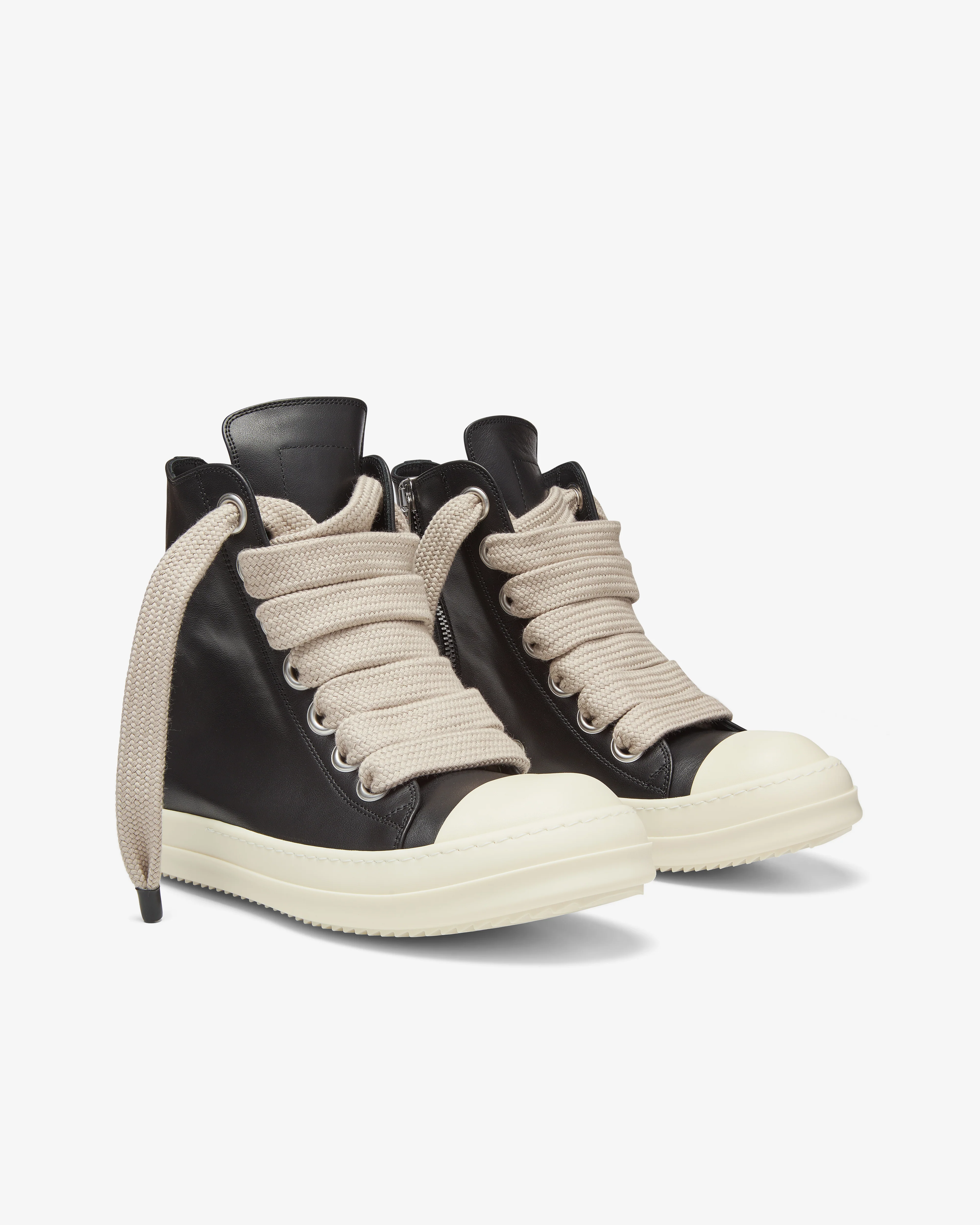 Rick Owens - Men's Jumbolace Sneakers - (Black/Milk) - Image 4