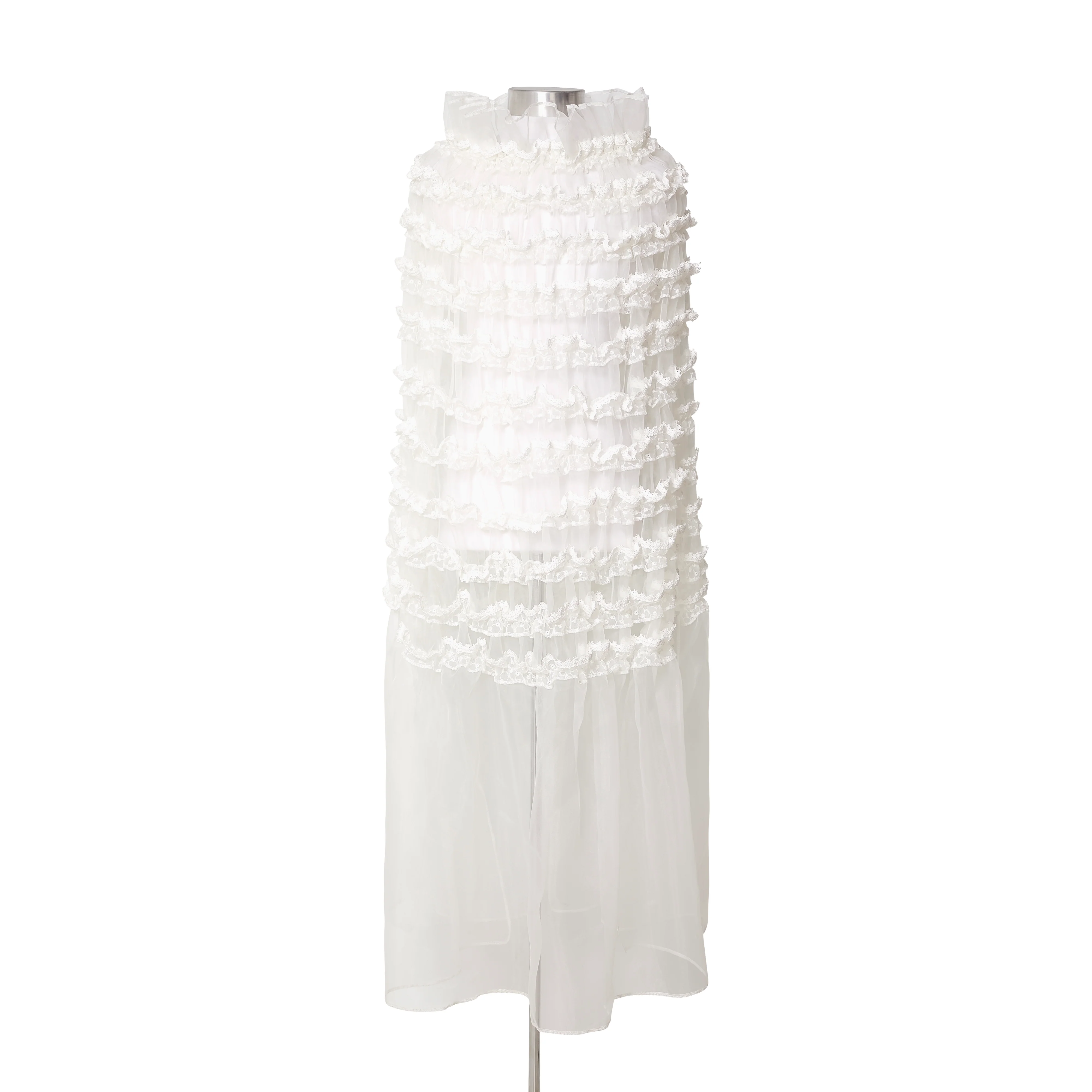 Róisín Pierce - Women's Frosted Broderie Ruffled Cape - (Off White) - Image 3