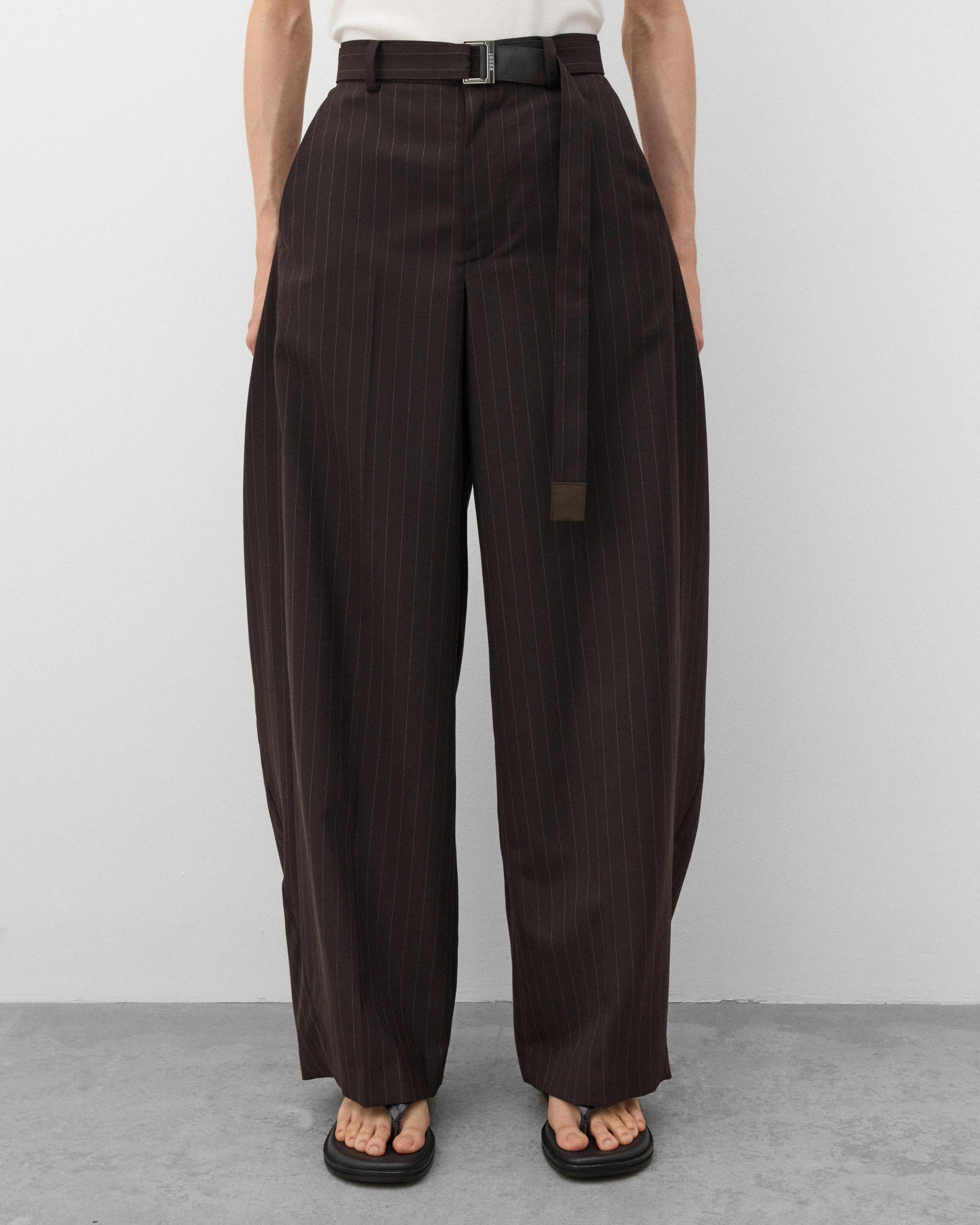 Sacai - Women's Chalk Stripe Pants - (Brown) - Image 3