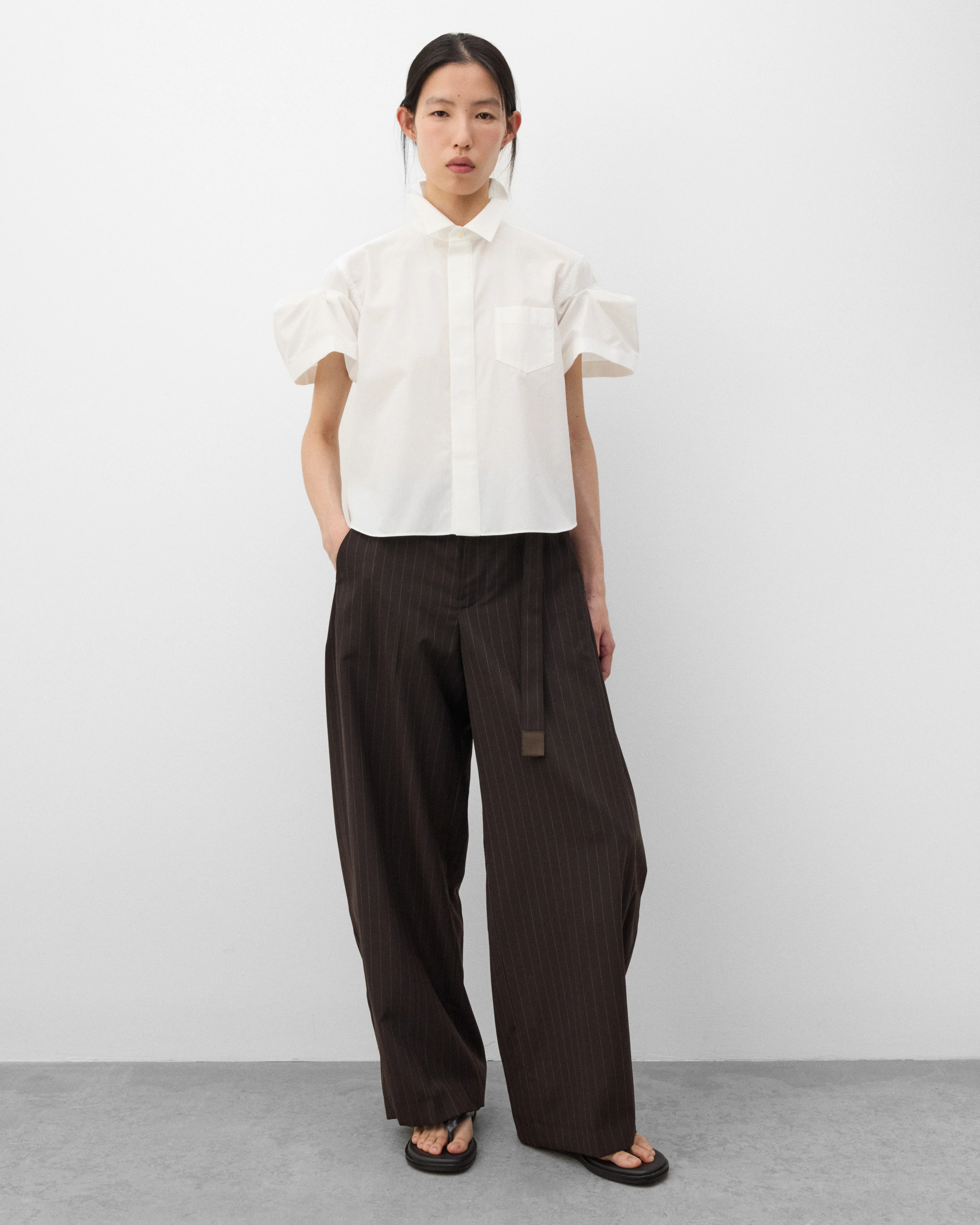 Sacai - Women's Chalk Stripe Pants - (Brown) - Image 6