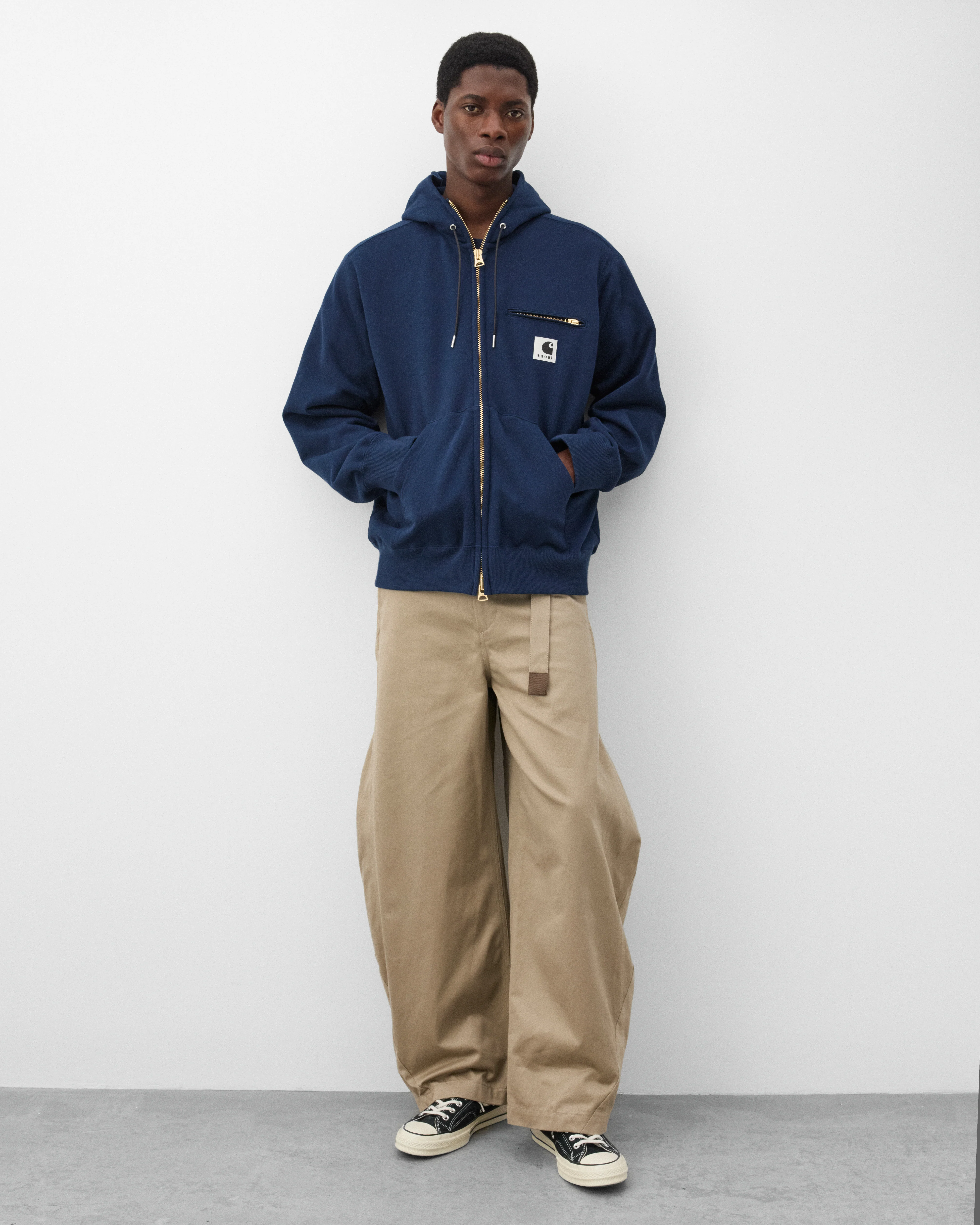 Sacai - Men's Carhartt WIP Cotton Jersey Hoodie - (Navy) - Image 6