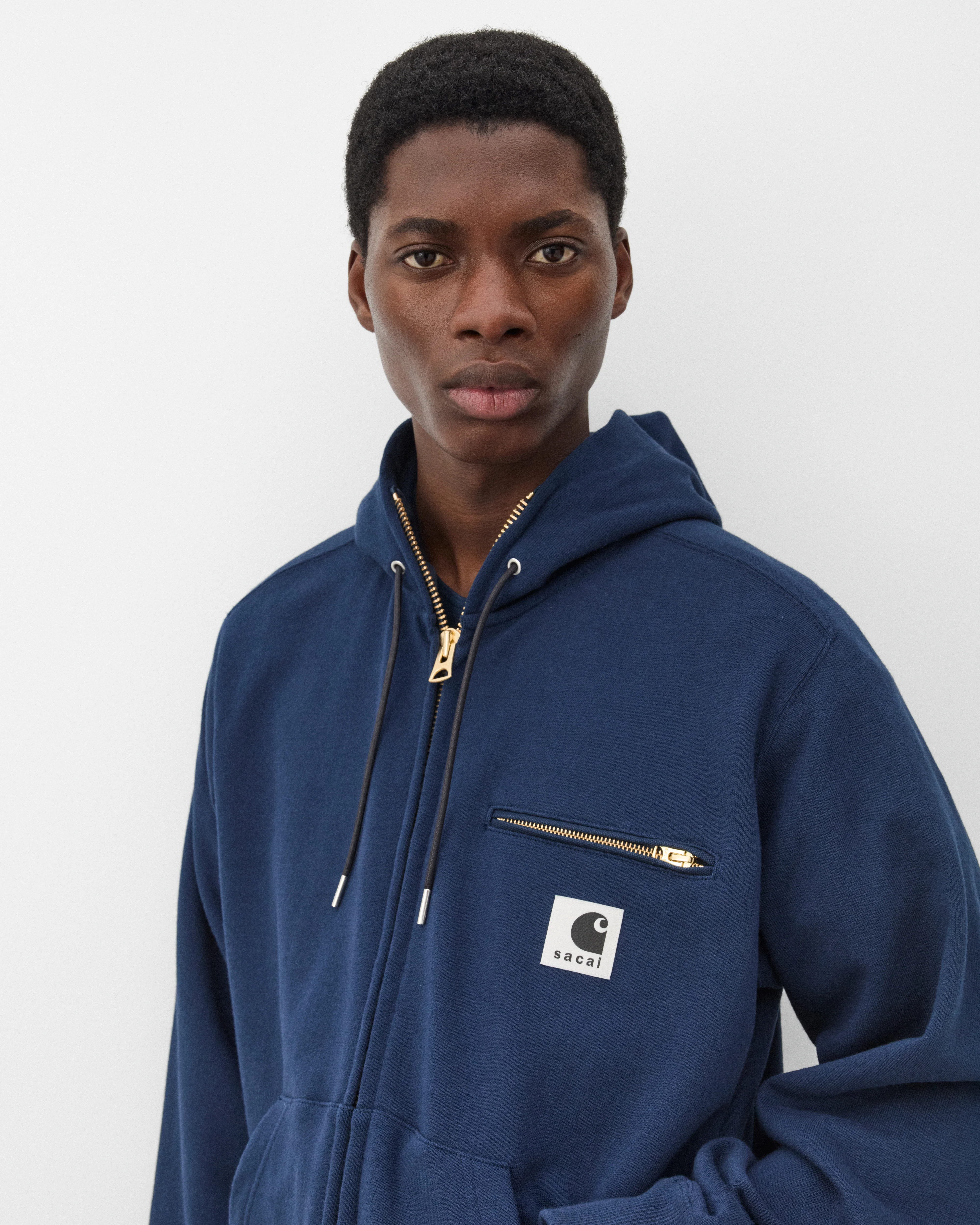 Sacai - Men's Carhartt WIP Cotton Jersey Hoodie - (Navy) - Image 7