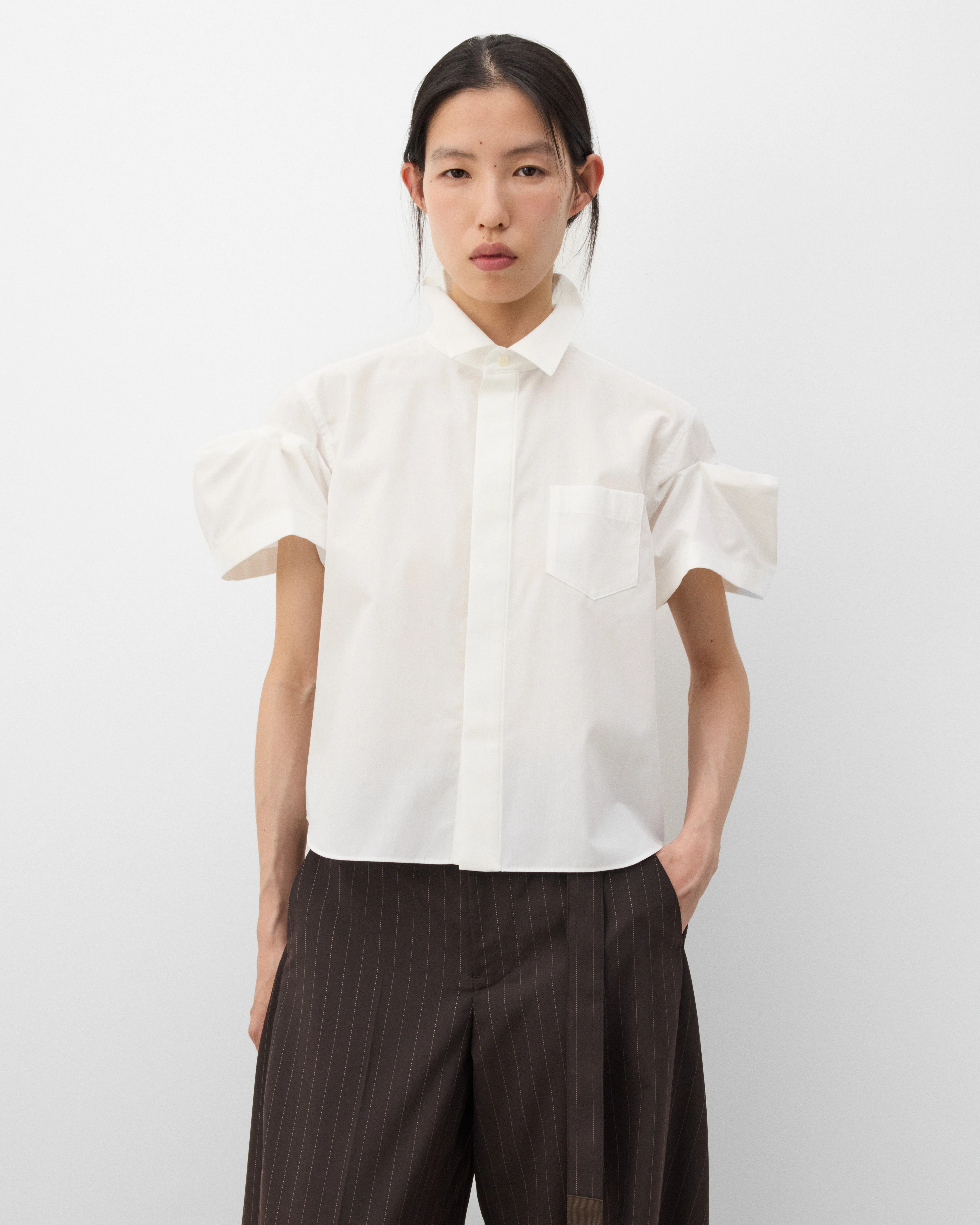 Sacai - Women's Poplin Shirt - (Off White) - Image 3