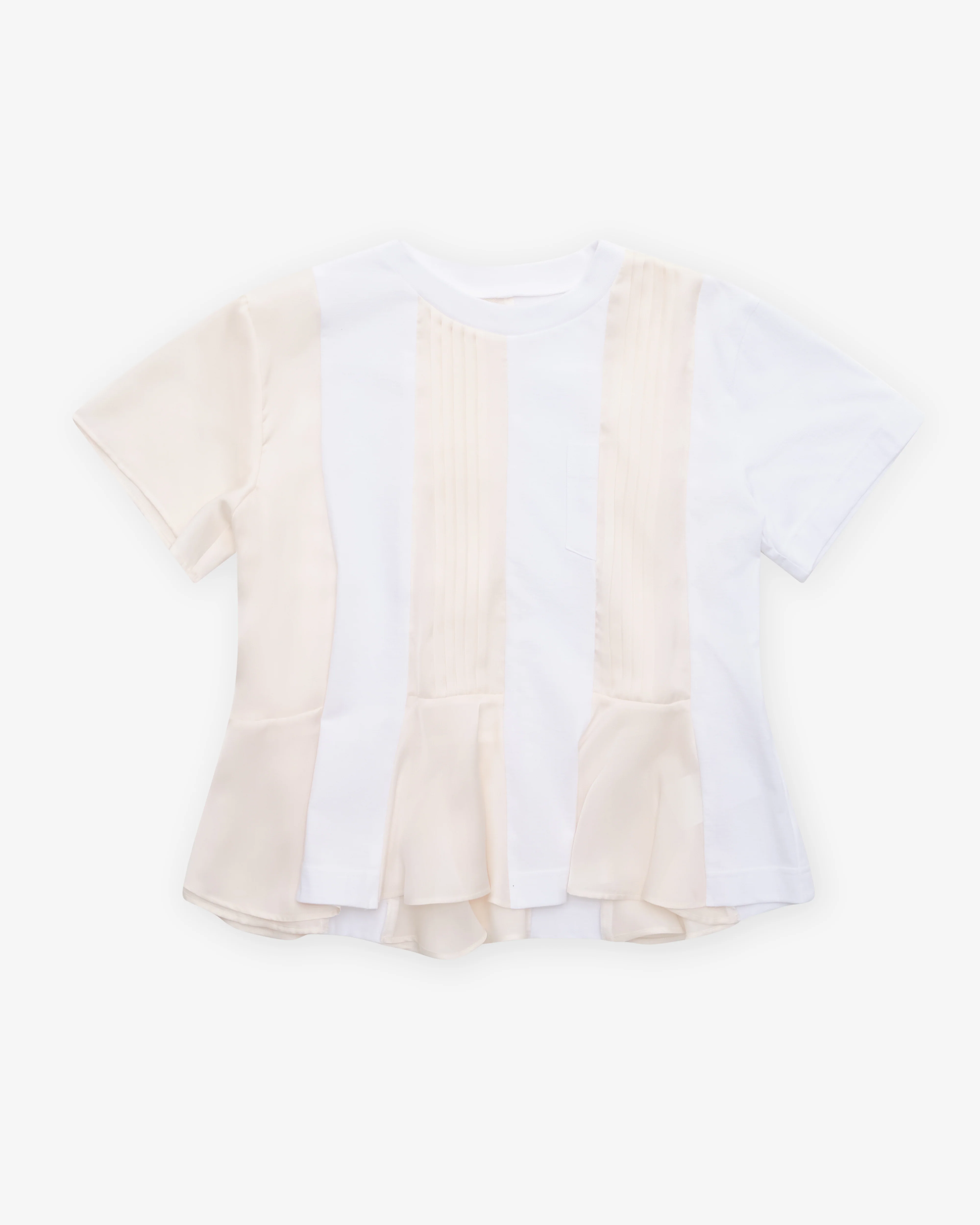 Sacai - Women's Satin x Cotton T-Shirt - (White/Ecru)