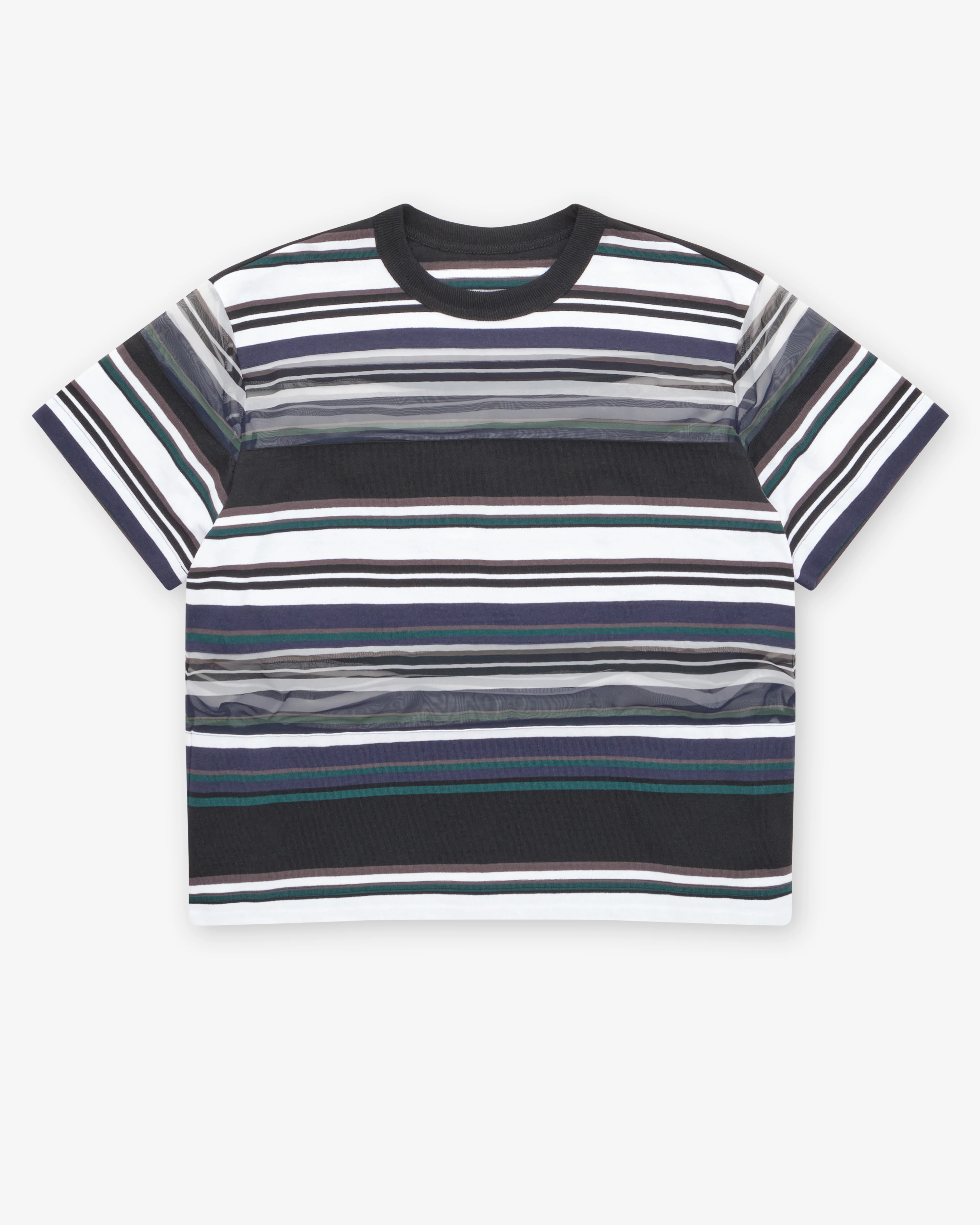 Sacai - Women's Stripe Cotton Jersey T-Shirt - (Black/White/Blue)