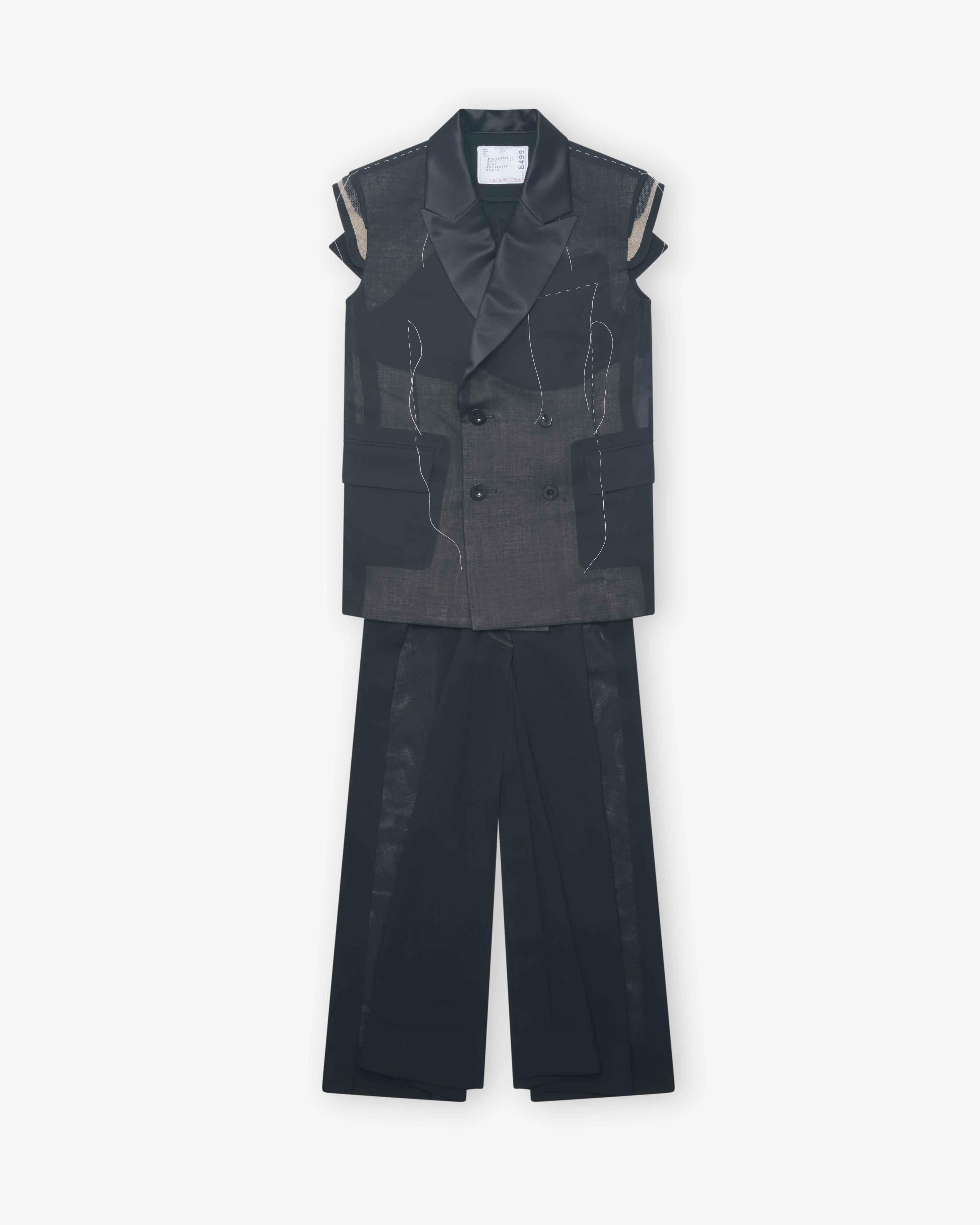 Sacai - Women's Wool Organza Vest - (Black)