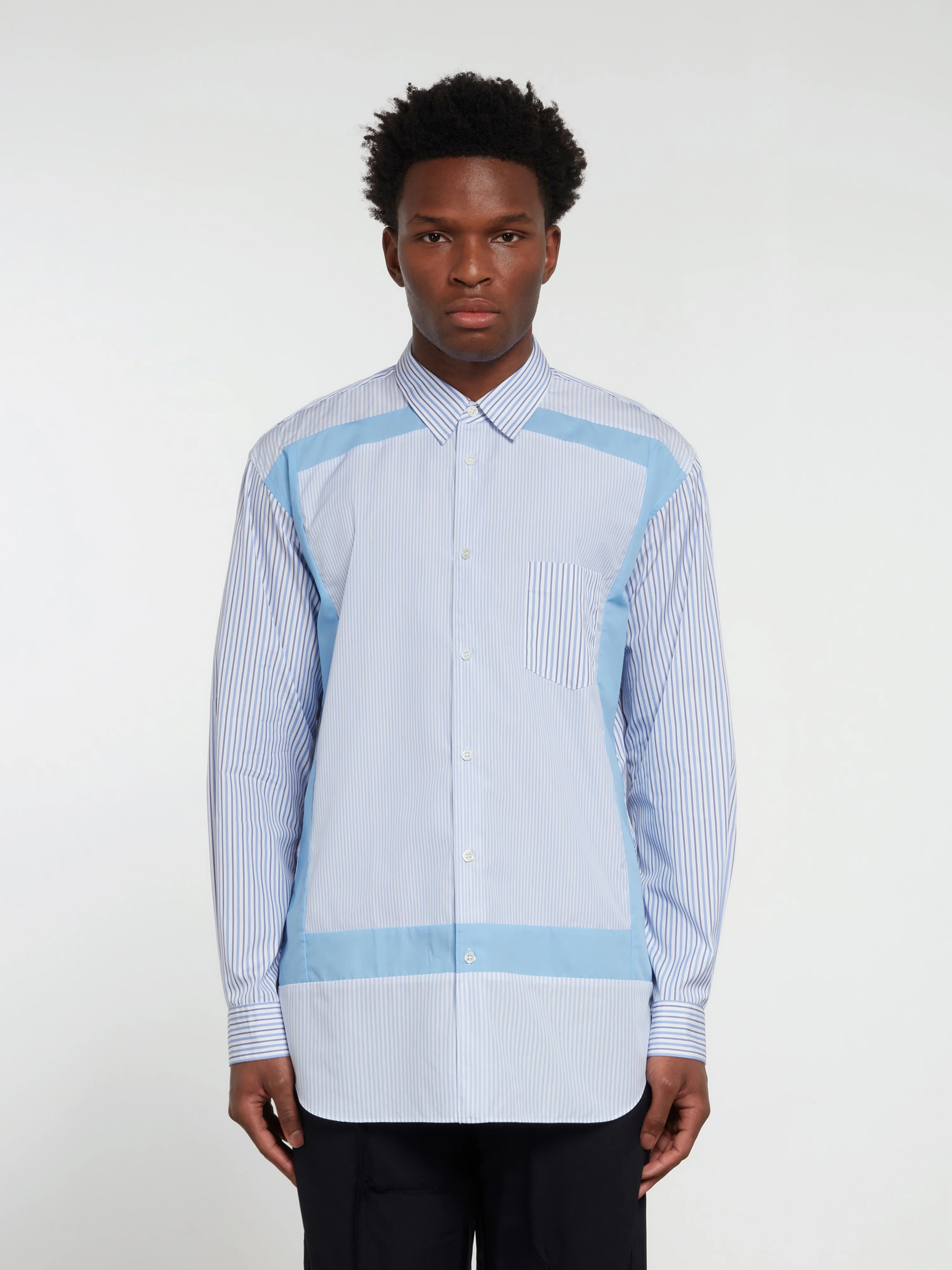 CDG Shirt Forever - Men's Classic Fit Contrast Stripe Shirt - (Stripe/Mix) - Image 3
