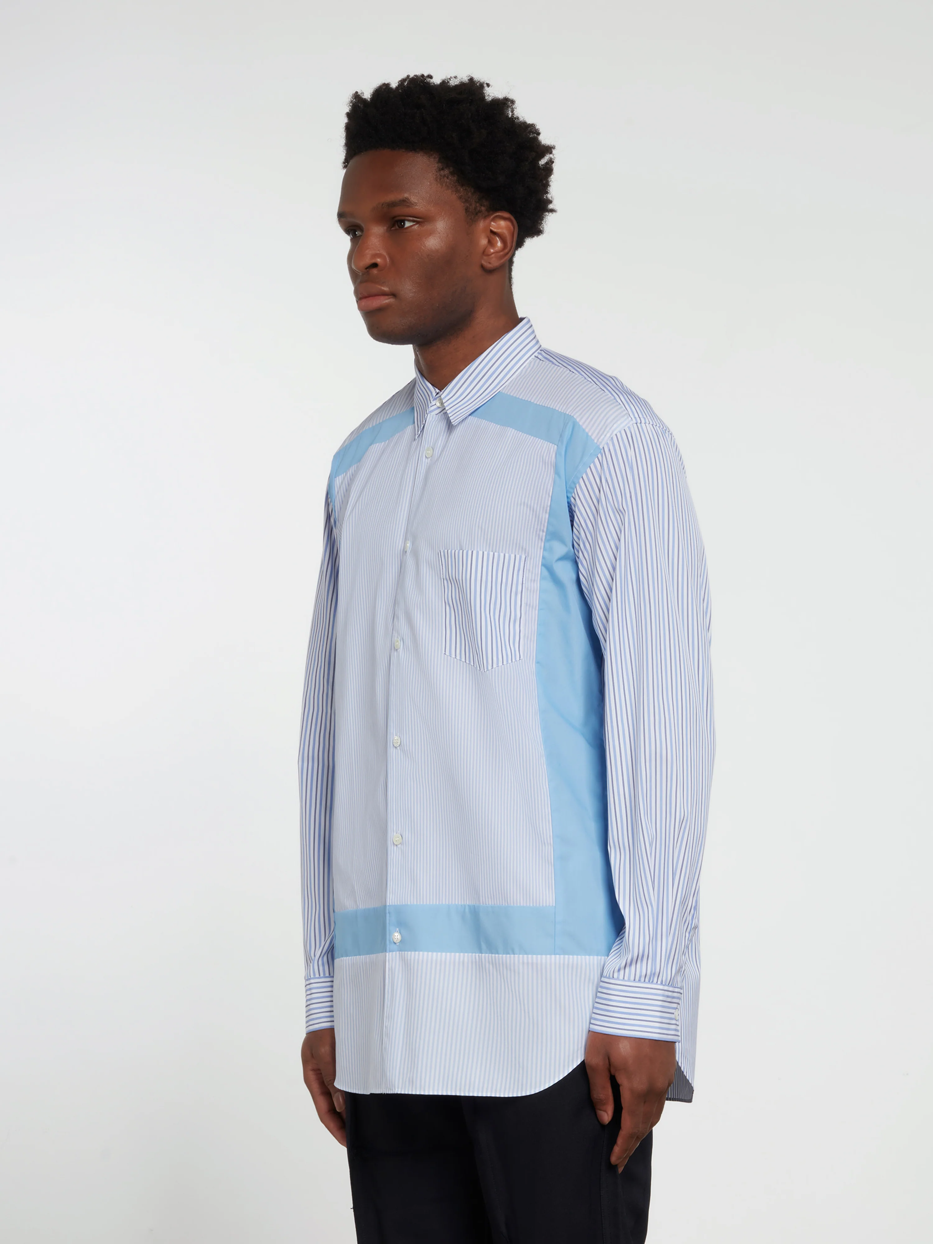 CDG Shirt Forever - Men's Classic Fit Contrast Stripe Shirt - (Stripe/Mix) - Image 4