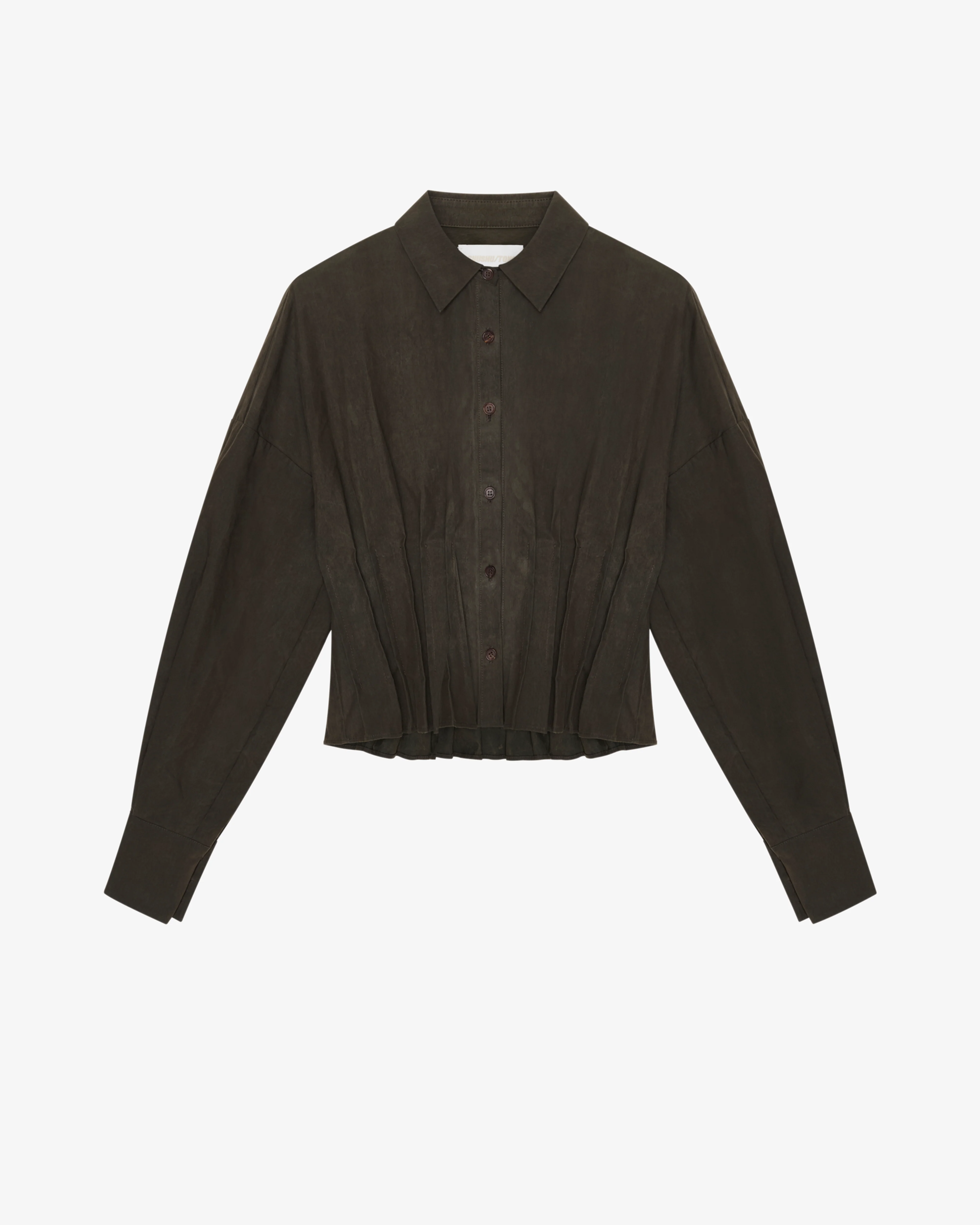 ShuShu/Tong - Women's Waist Defining Oversized Shirt - (Green)