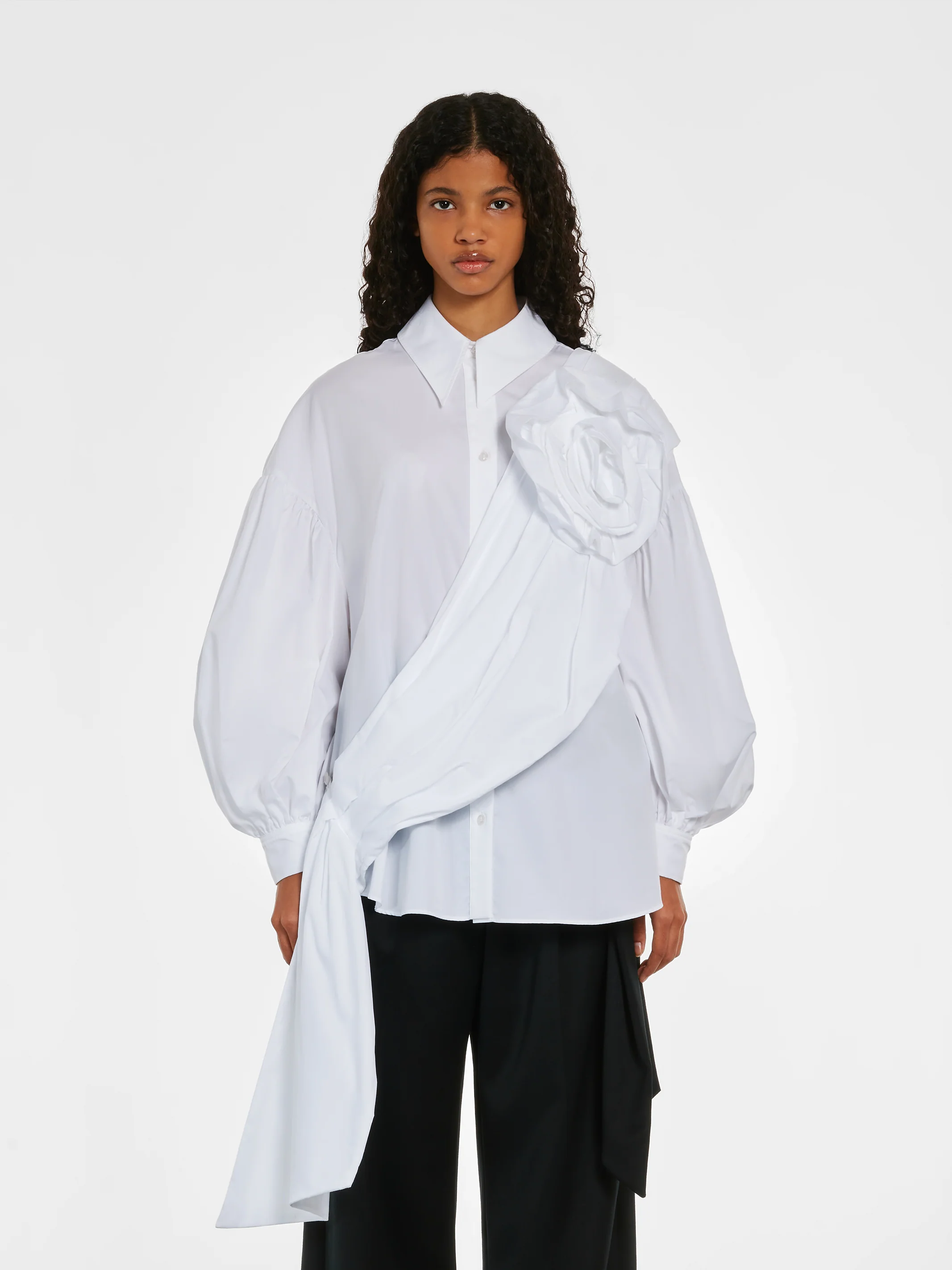 Simone Rocha - Women's Pressed Rose Sash Shirt - (White) - Image 2