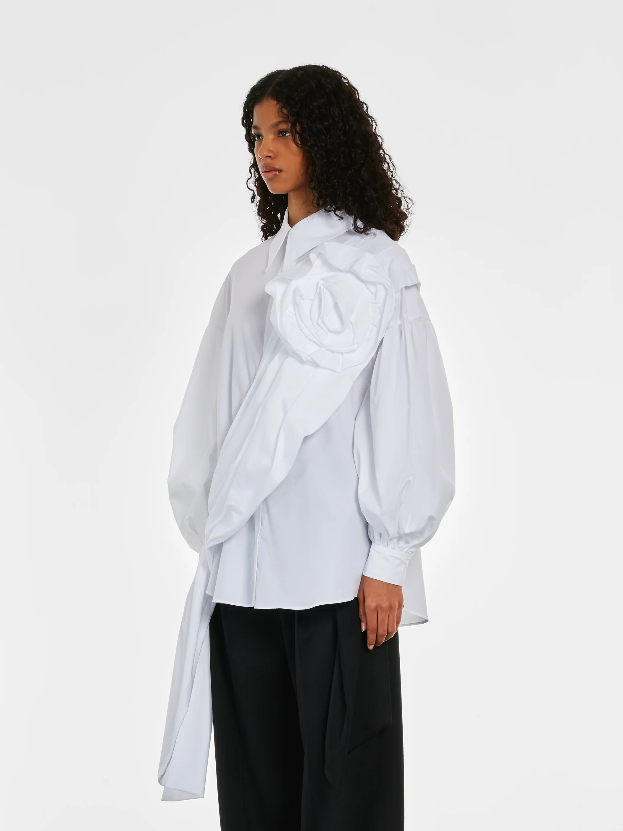 Simone Rocha - Women's Pressed Rose Sash Shirt - (White) - Image 3