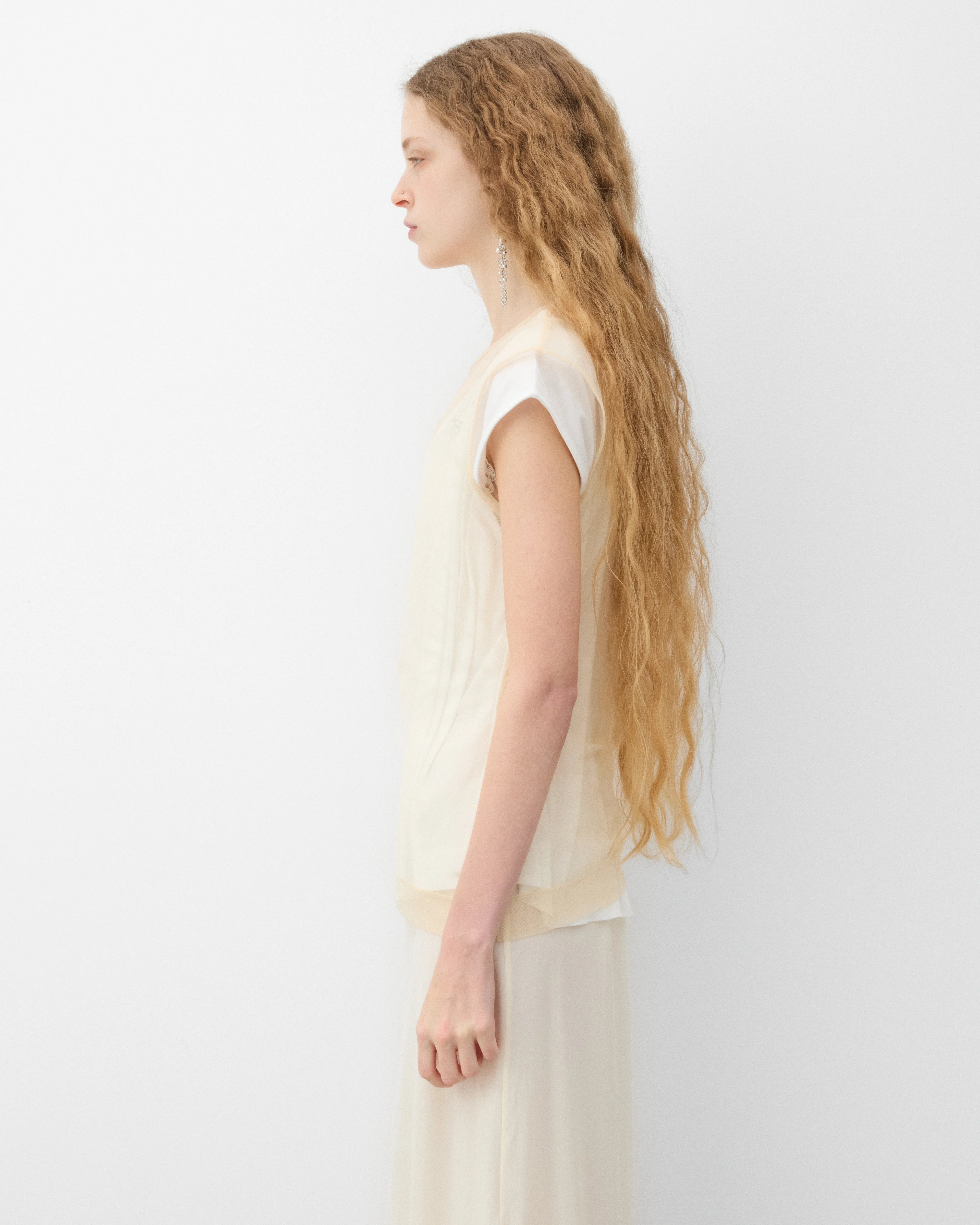Simone Rocha - Women's Layered Liquid Cap Sleeve Lace Trim T-Shirt - (White) - Image 4