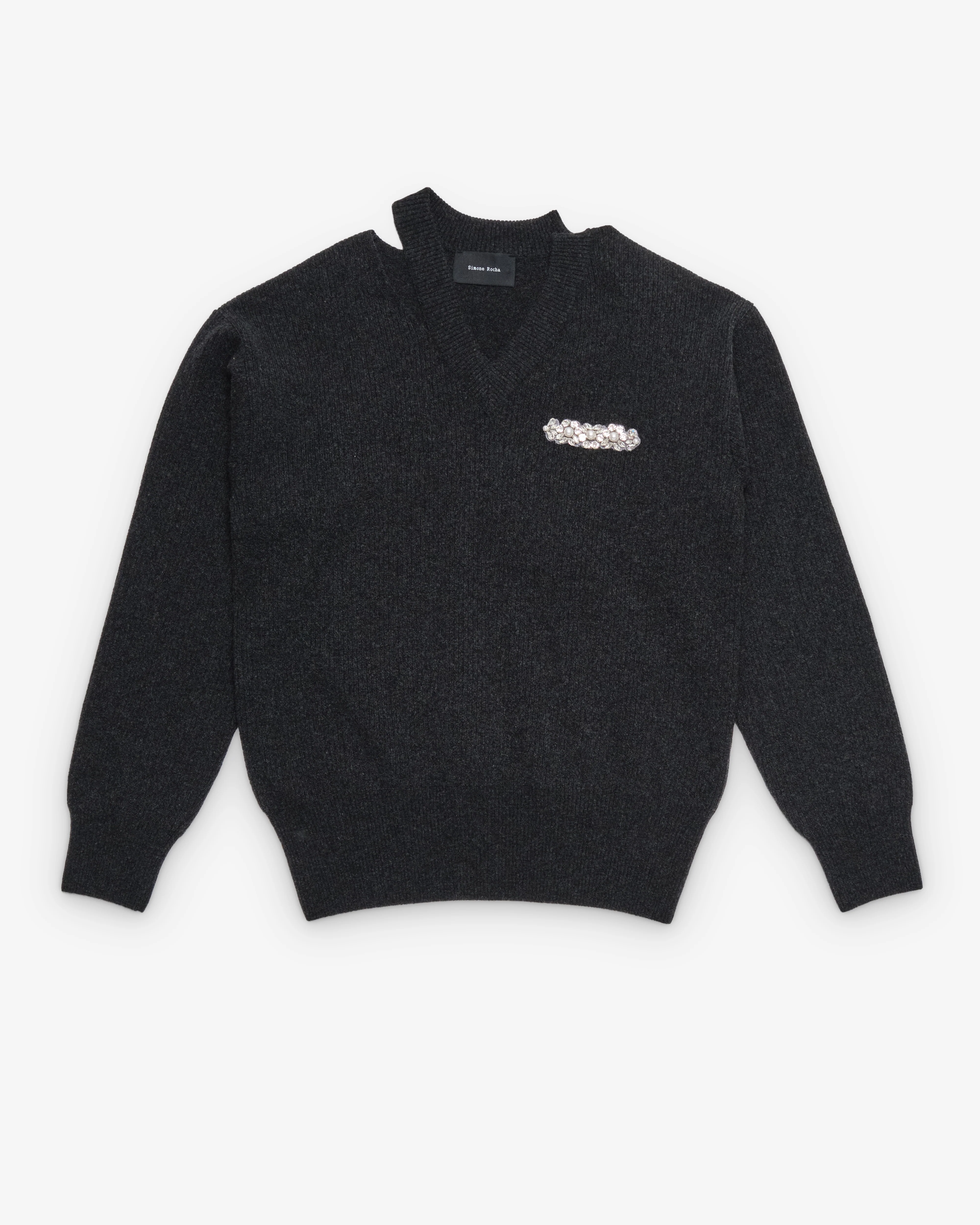 Simone Rocha - Women's Embellished Merino Seam Bite Jumper - (Charcoal)