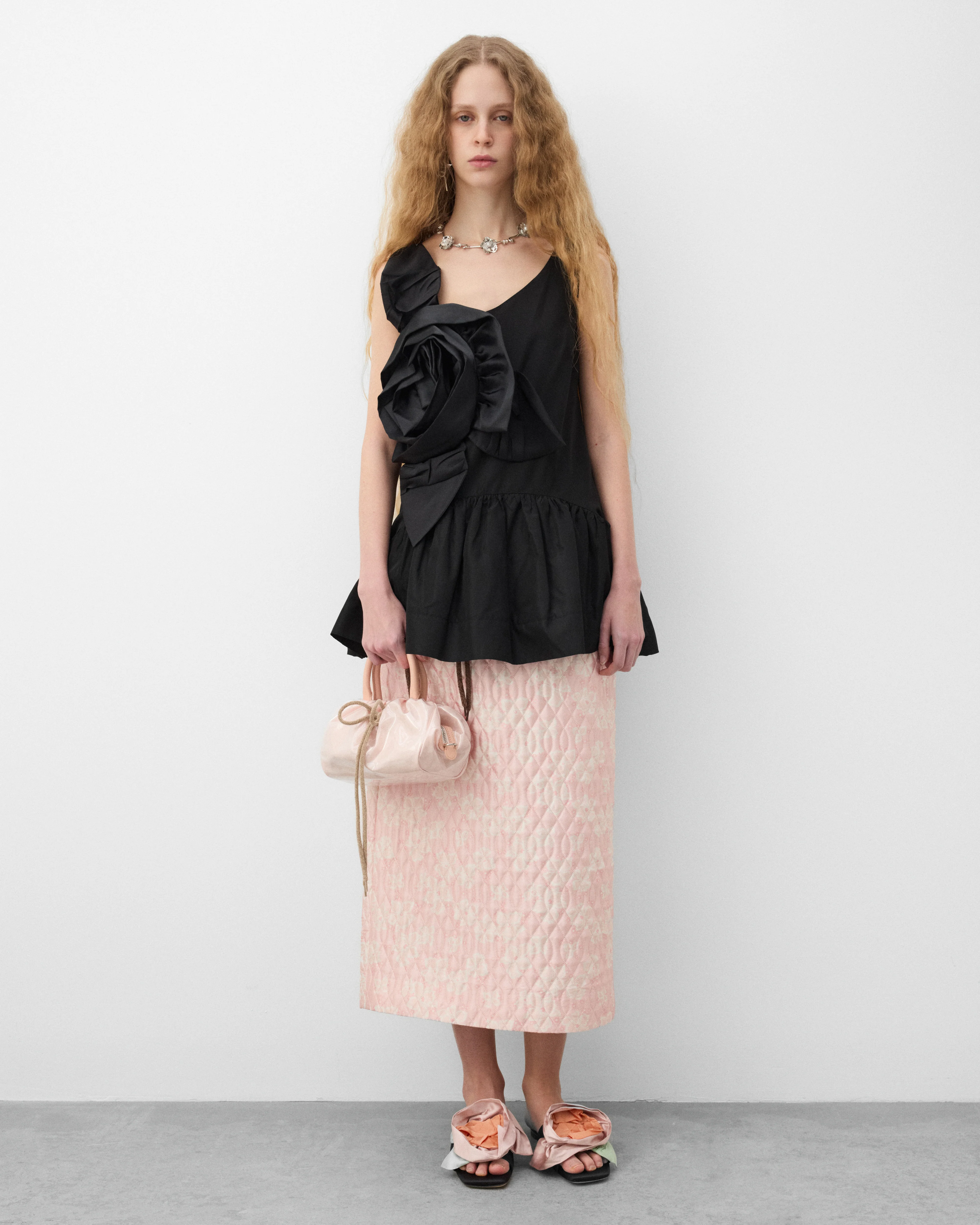 Simone Rocha - Women's Pressed Rosette Tilted Neck Peplum Top - (Black) - Image 6