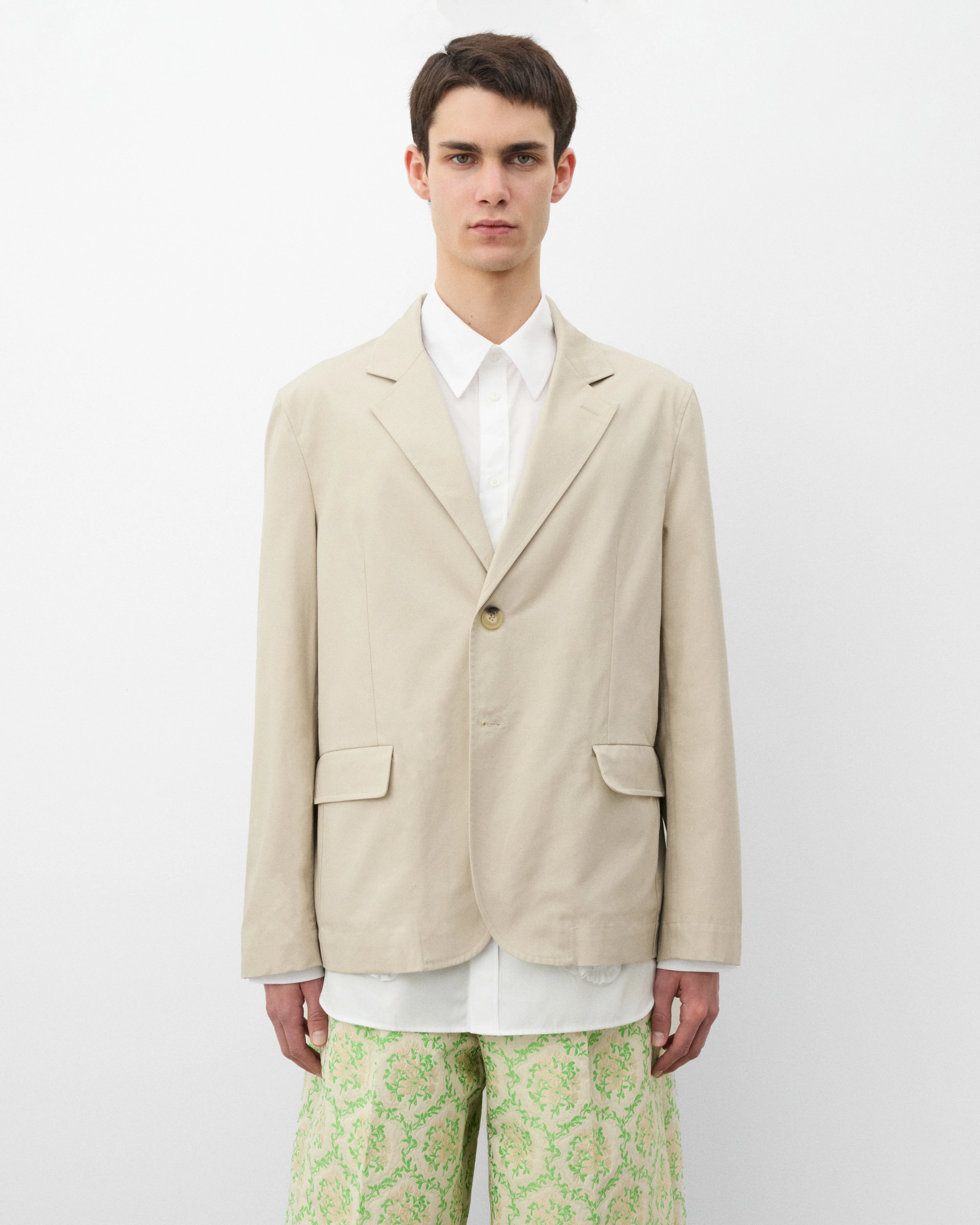 Simone Rocha - Men's Relaxed Blazer With Daisy - (Stone) - Image 3