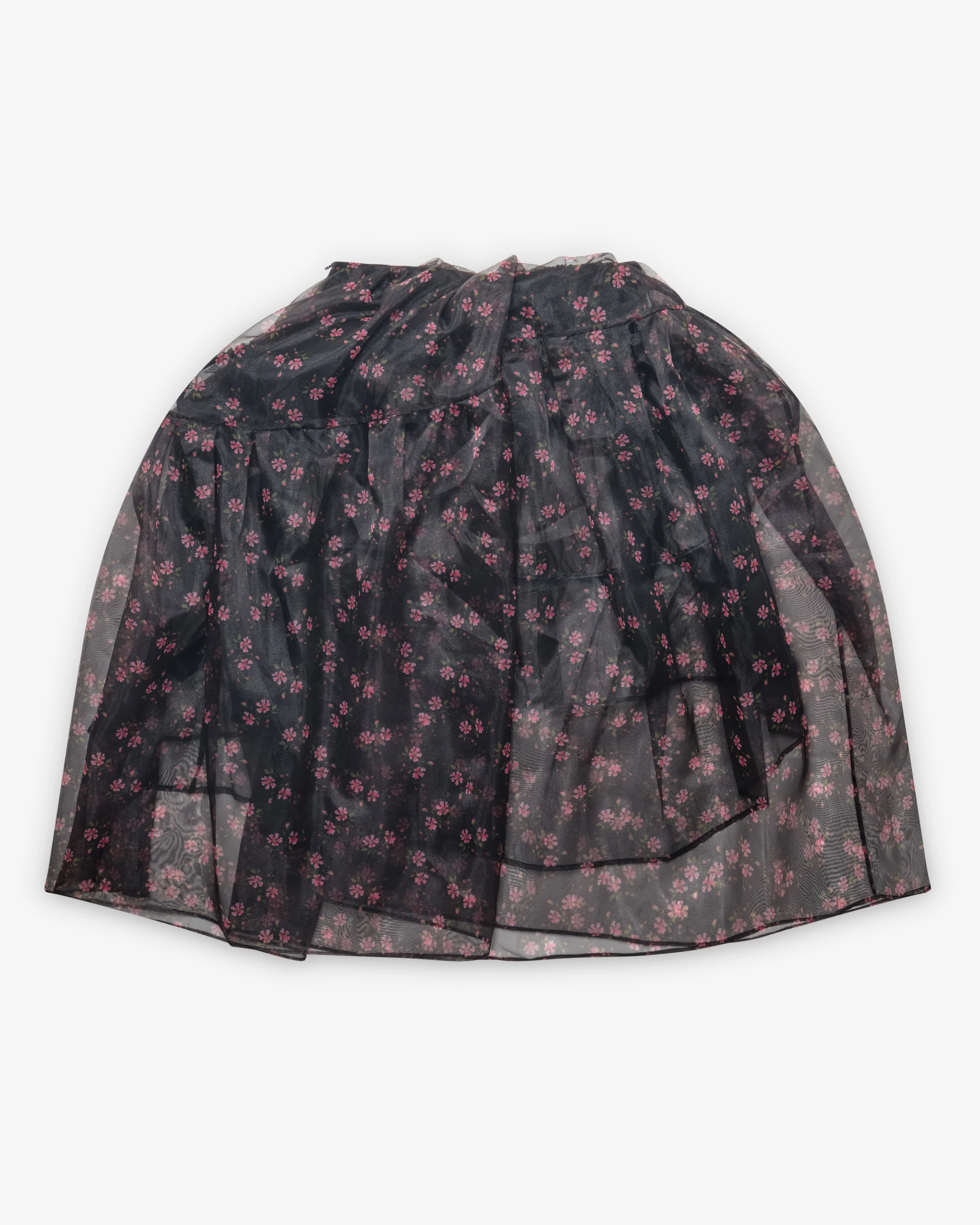 Simone Rocha - Women's Sheer Overlay Long Flounce Skirt - (Black Floral) - Image 2
