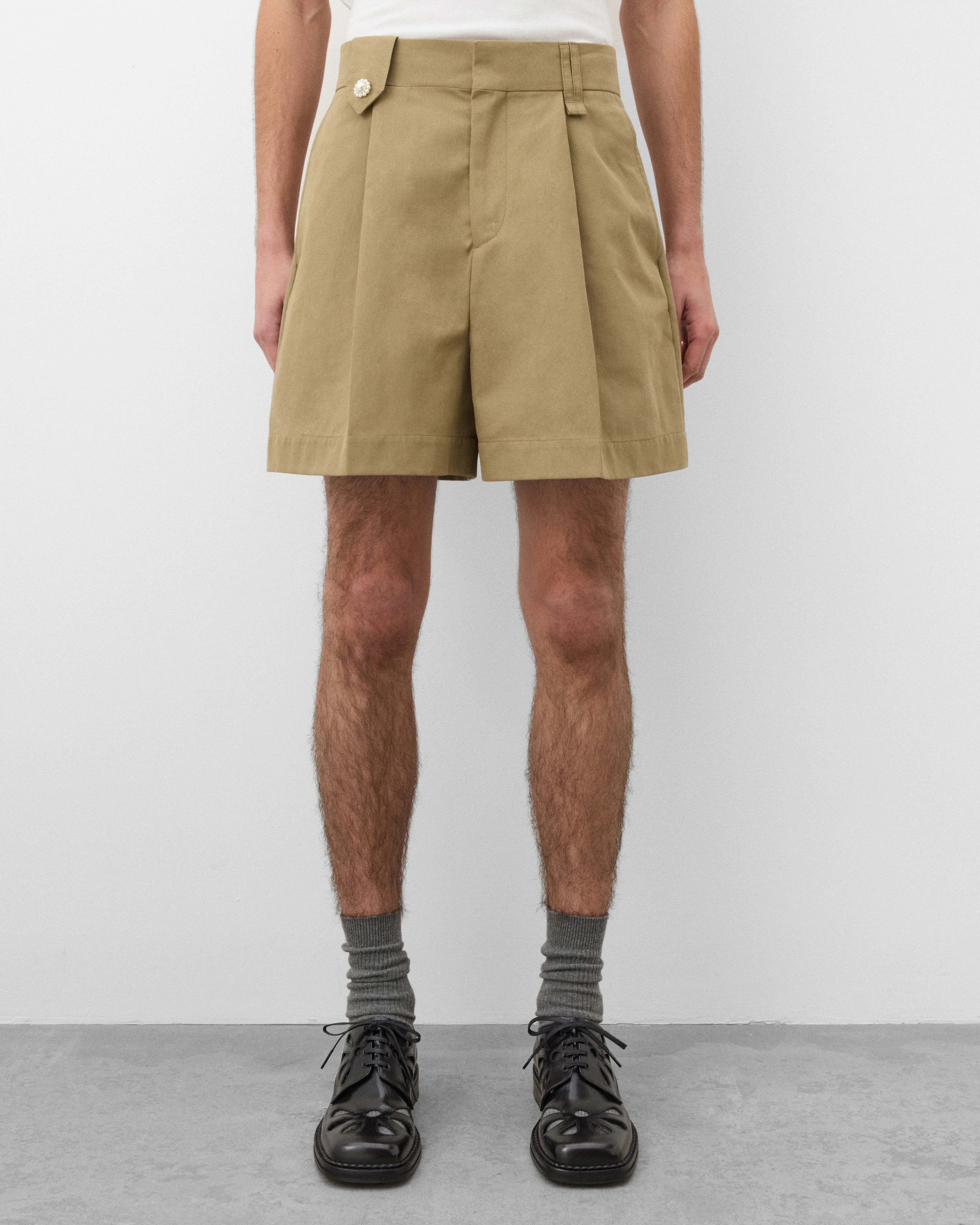 Simone Rocha - Men's Tailored Tab Shorts - (Khaki) - Image 3
