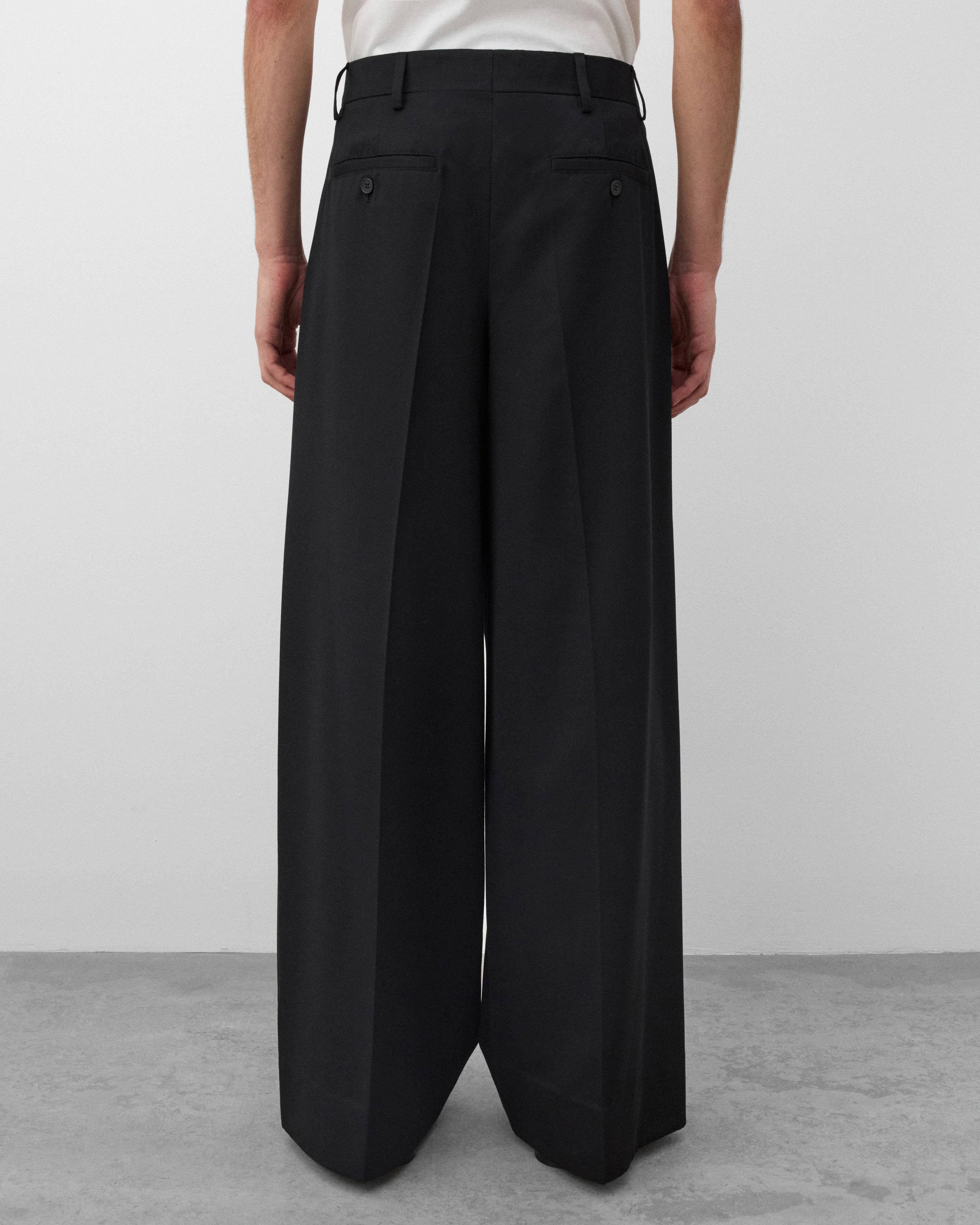 Simone Rocha - Men's Wide Leg Belt Loop Tab Trouser - (Black) - Image 5