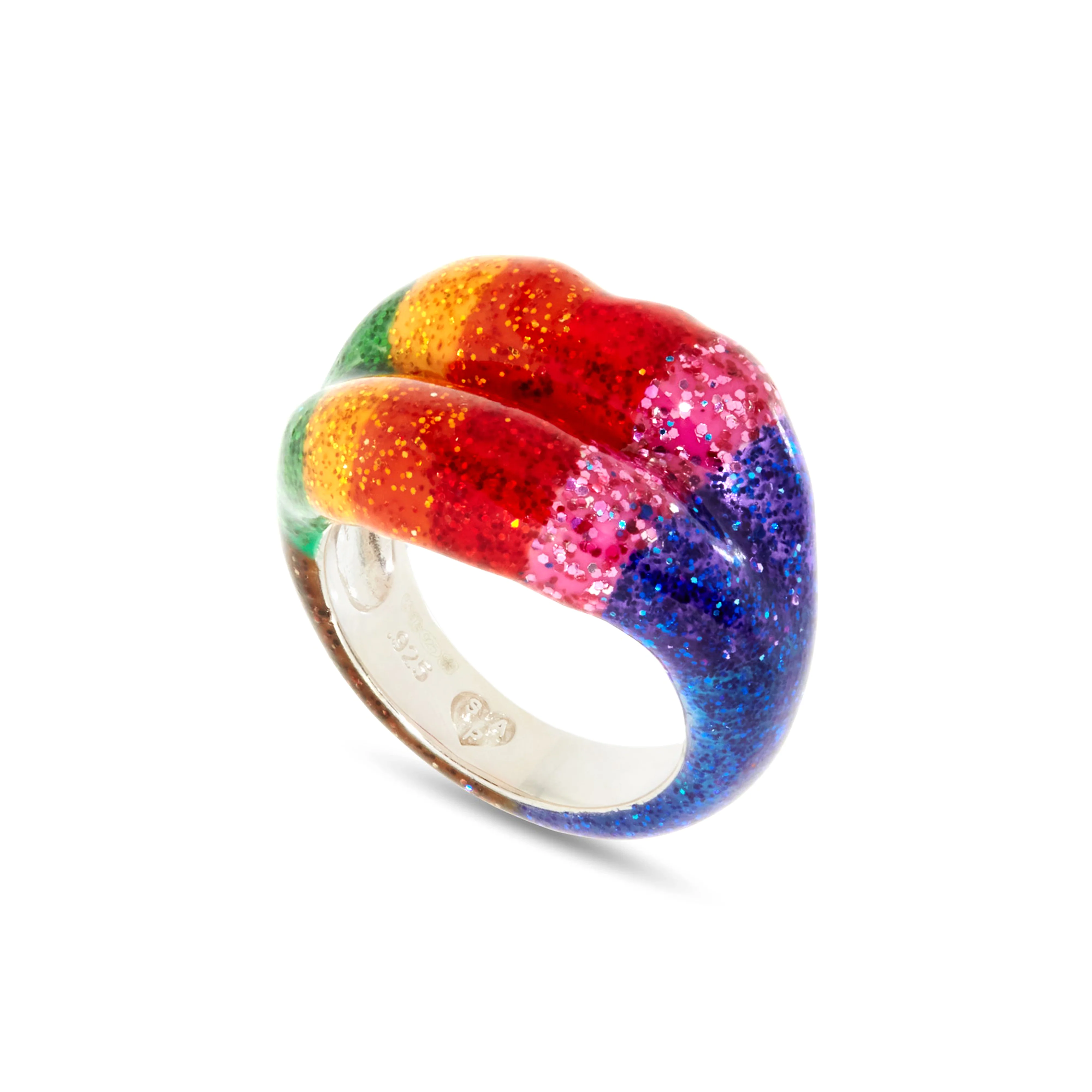 Solange - Hotlips Ring - (Rainbow Glitter) - Image 3