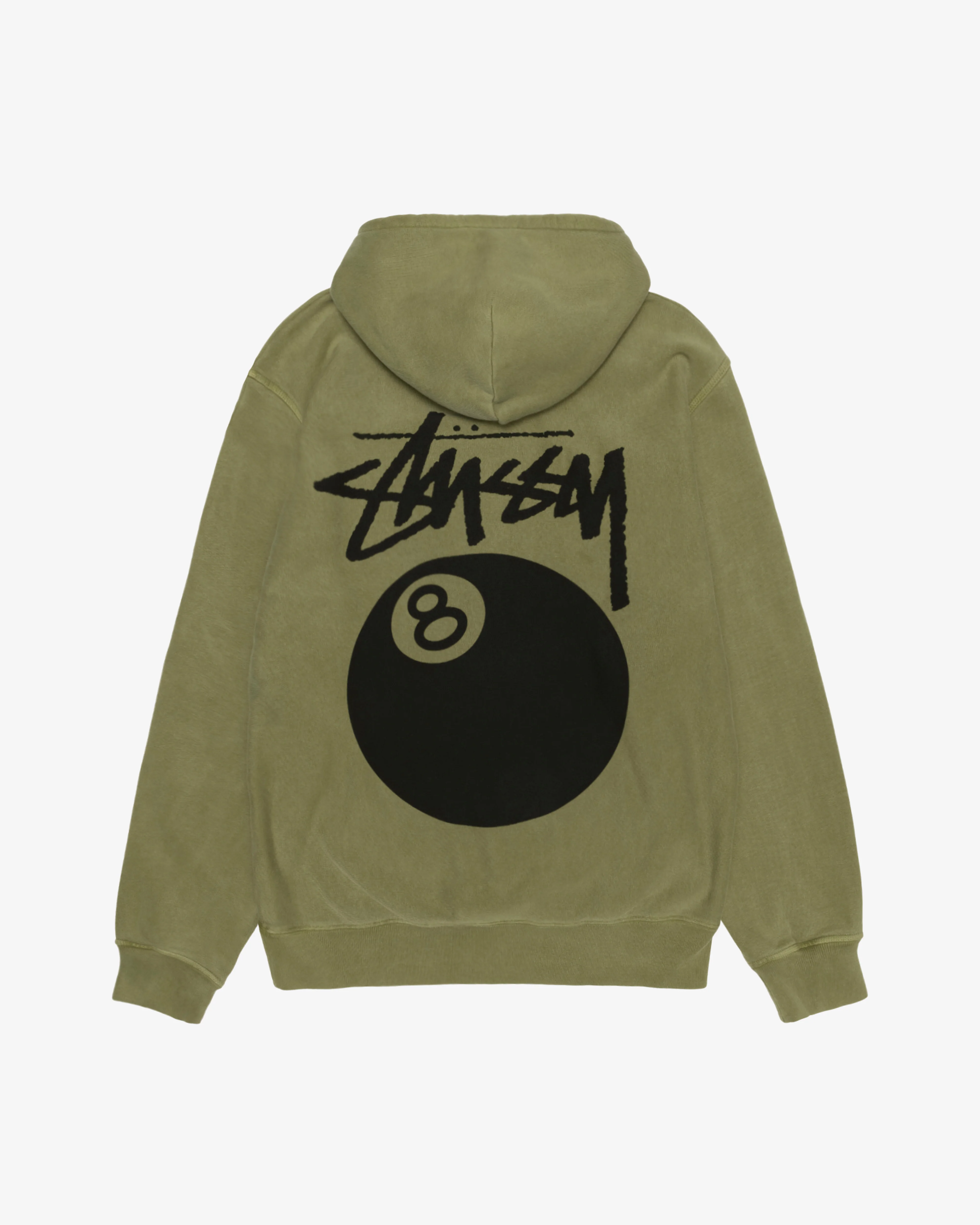 Stüssy - Men's 8 Ball Pig. Dyed Zip Hoodie - (Olive) - Image 2