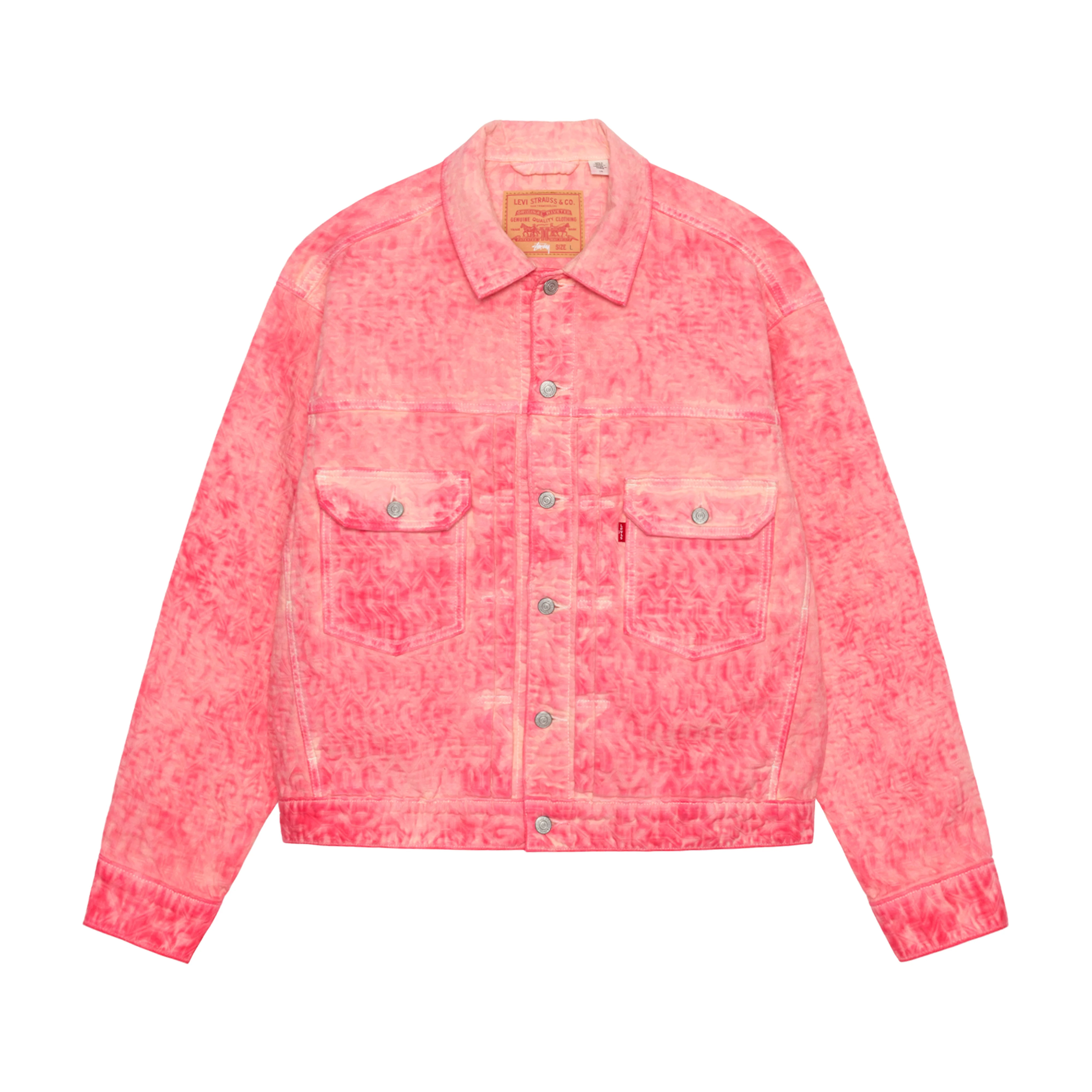 Stüssy - Men's Dyed Jacquard Trucker Jacket - (Pink)