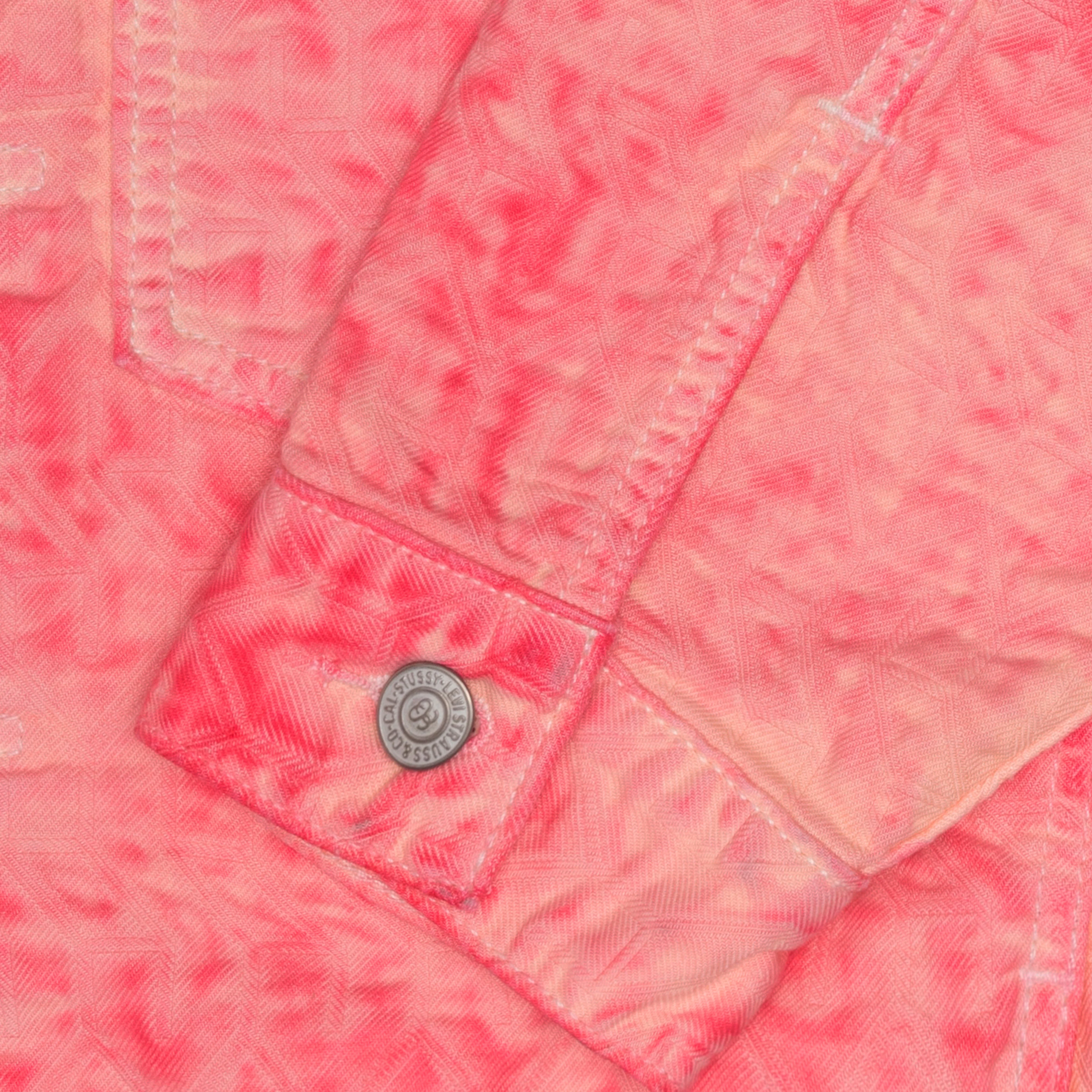Stüssy - Men's Dyed Jacquard Trucker Jacket - (Pink) - Image 4