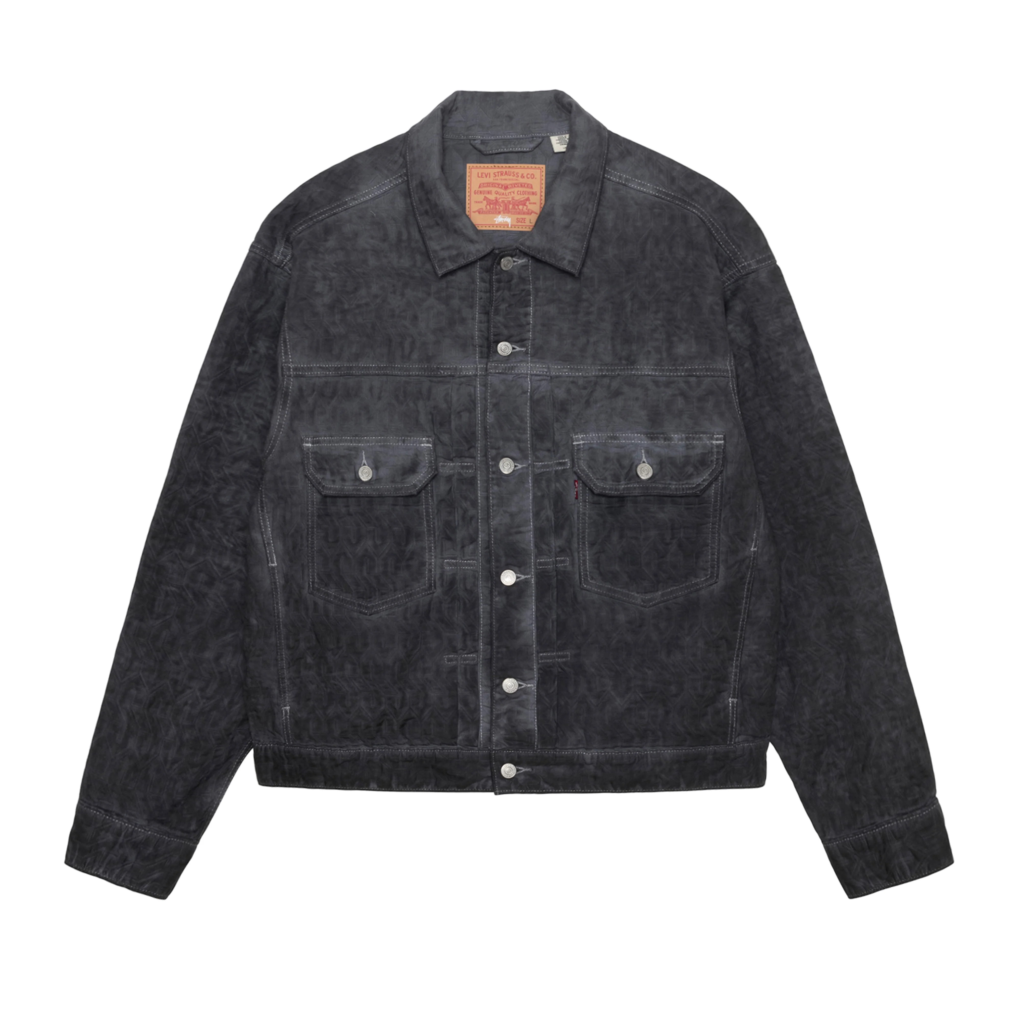Stüssy - Men's Dyed Jacquard Trucker Jacket - (Black)