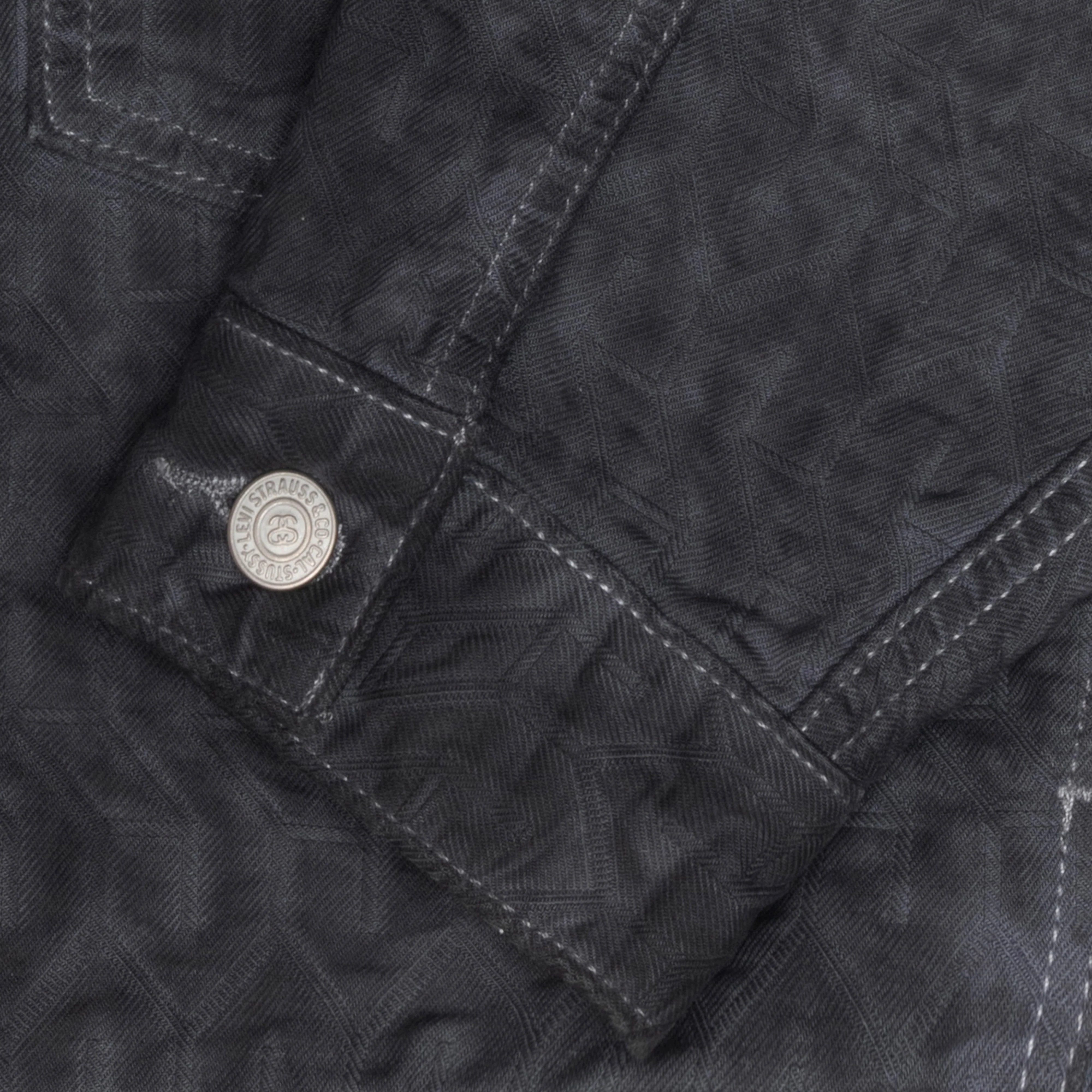 Stüssy - Men's Dyed Jacquard Trucker Jacket - (Black) - Image 4