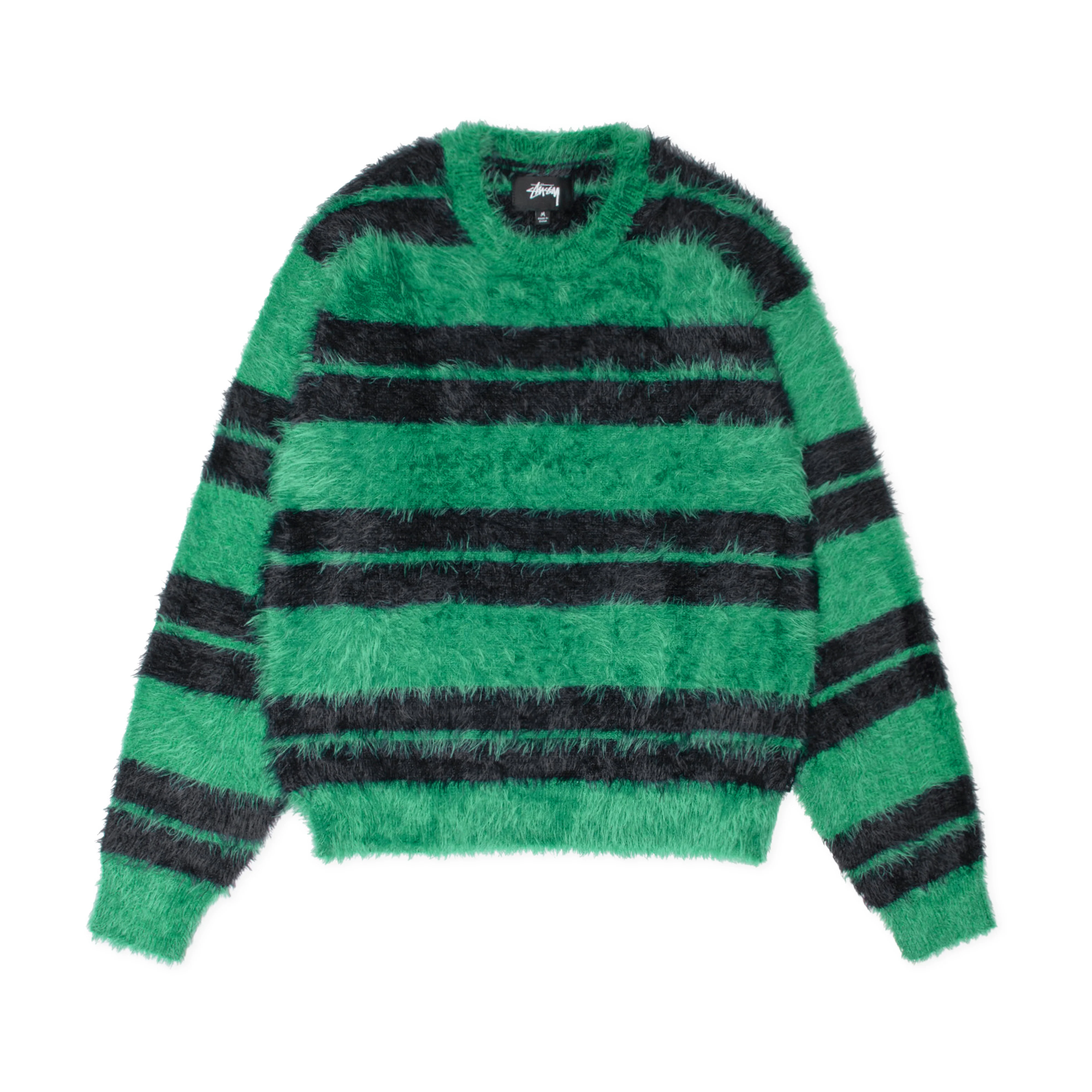 Stüssy - Men's Hairy Stripe Crew - (Black/Green)